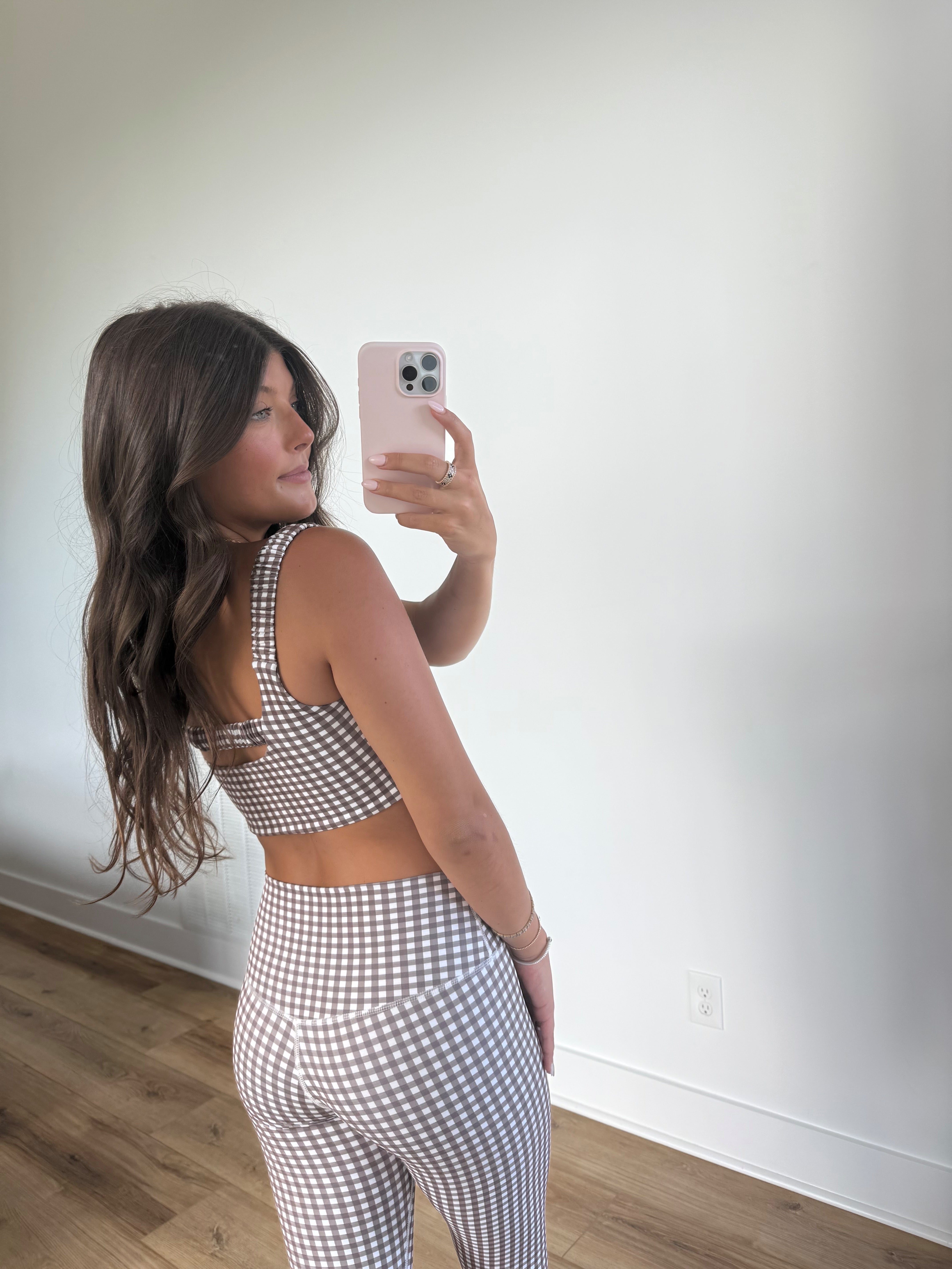 Brown Gingham Scrunched Bra