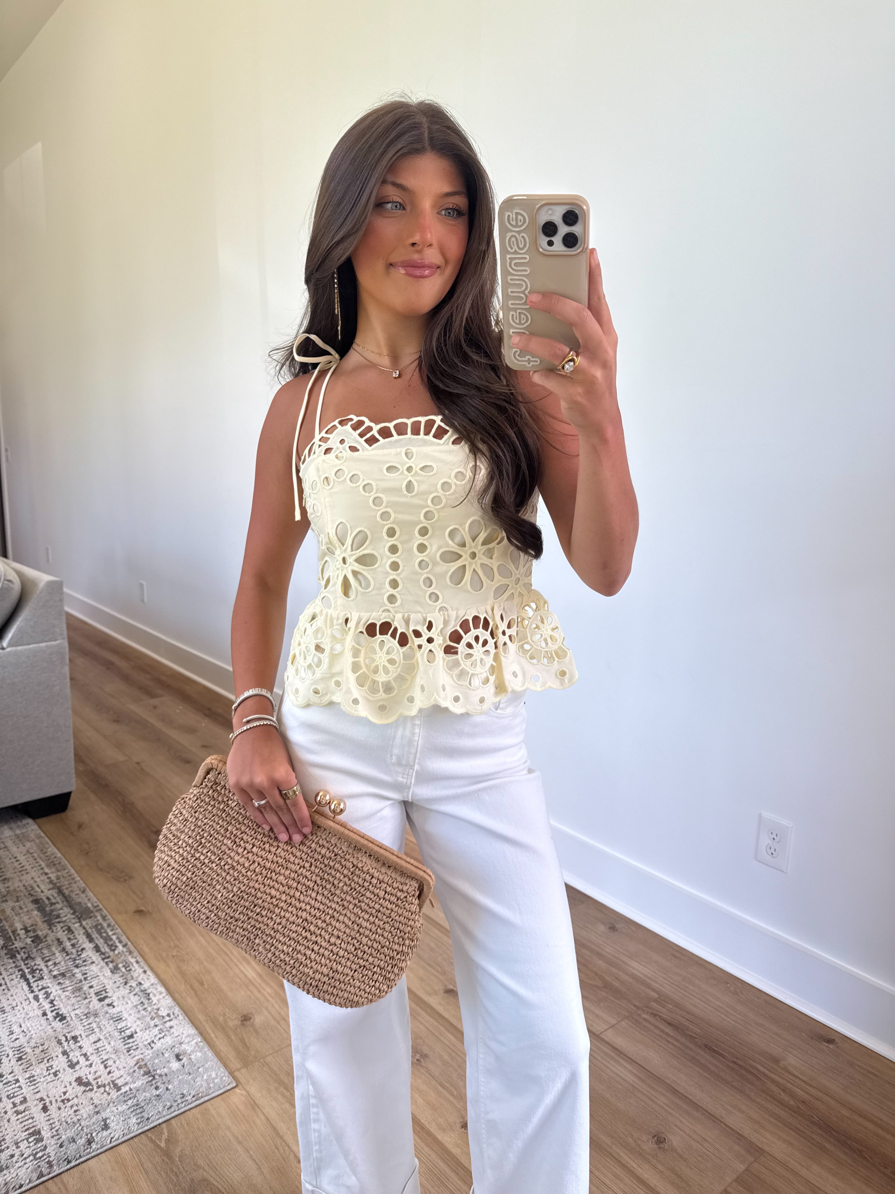 The Heirloom Eyelet Top (Butter Yellow)