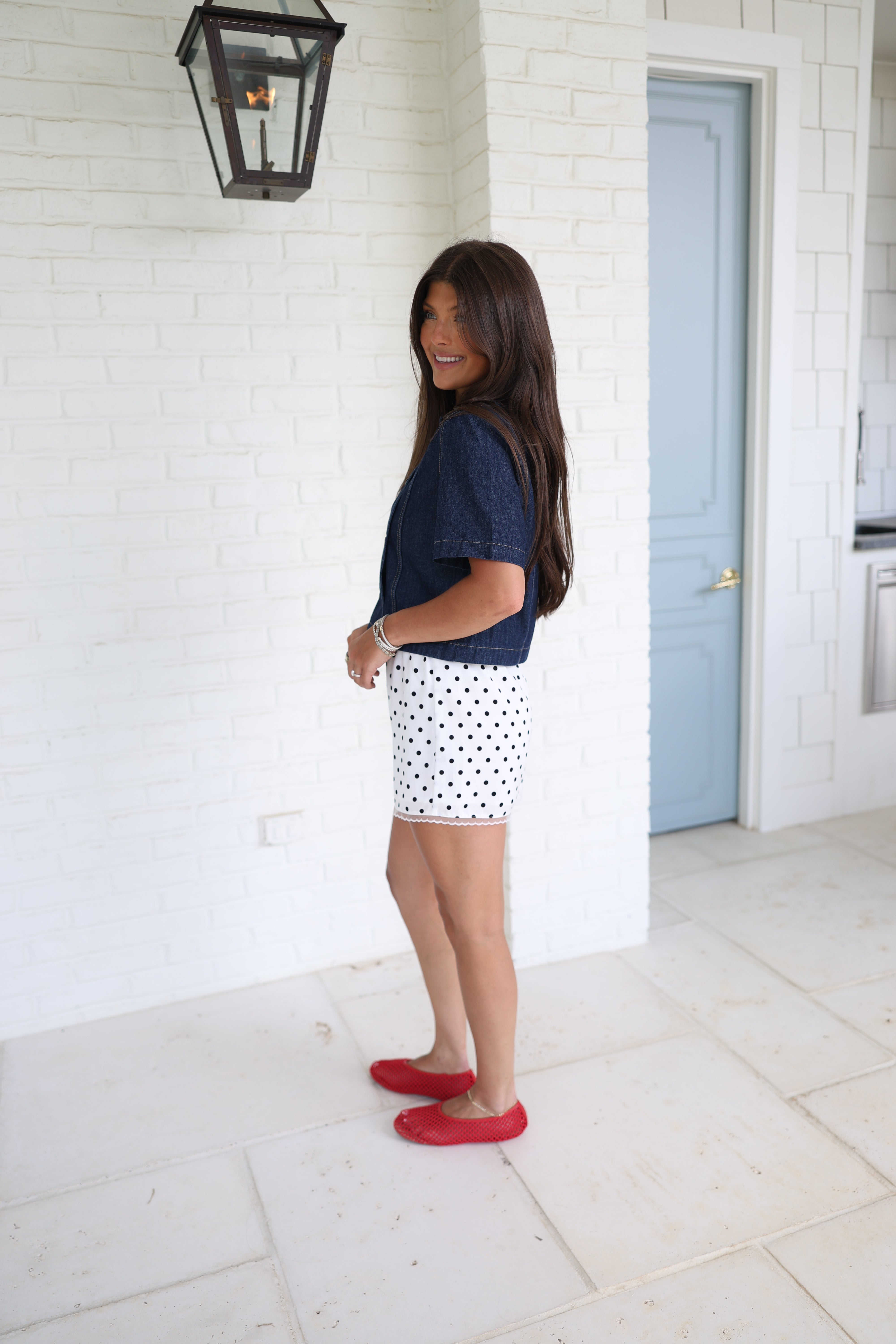 Satin Polka Dot Shorts (White/Black)