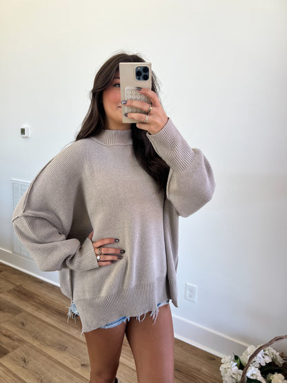 Sand Beige Essential Oversized Cozy Knit Sweater