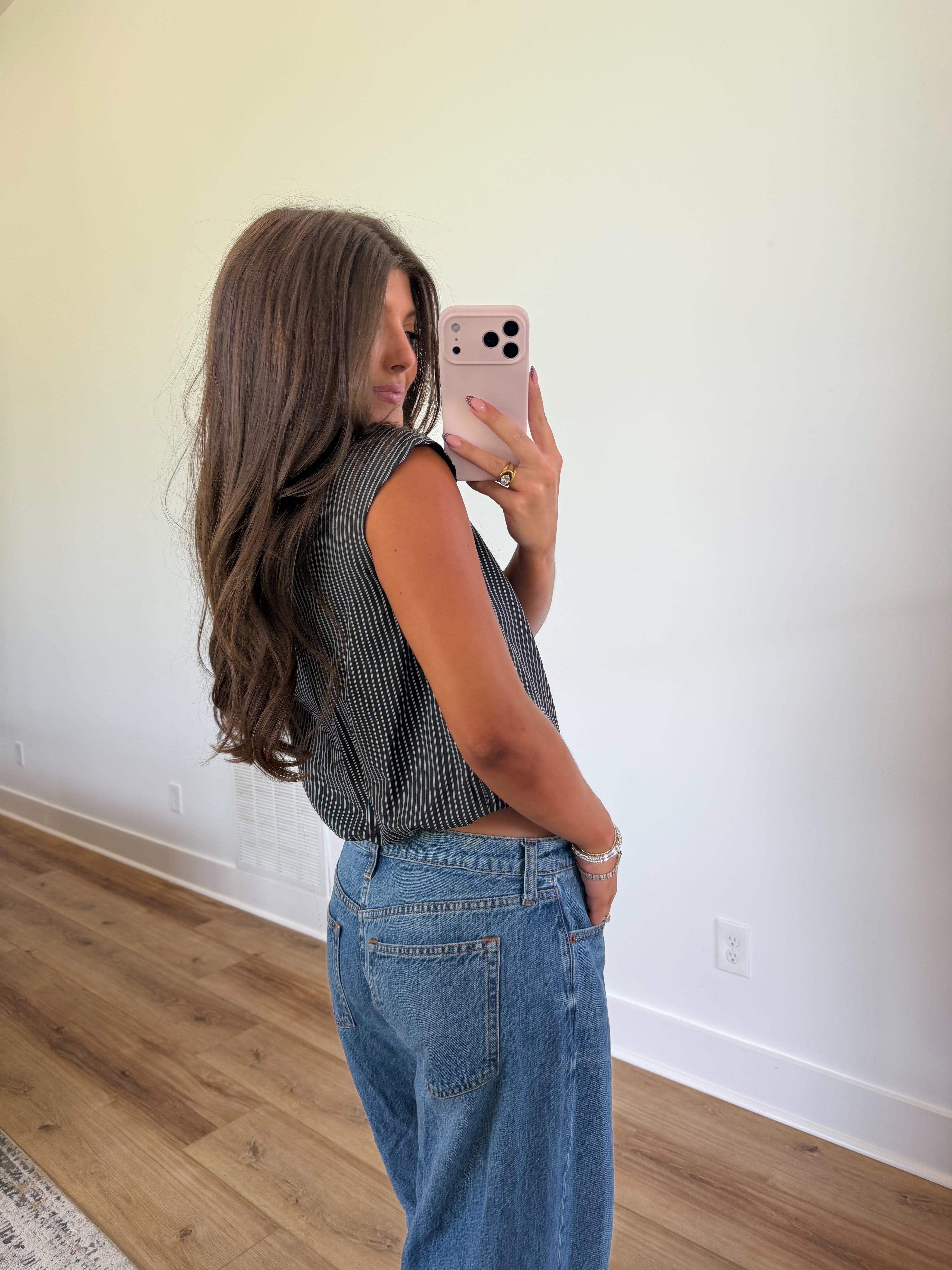Pinstripe Boxy Top (Black)