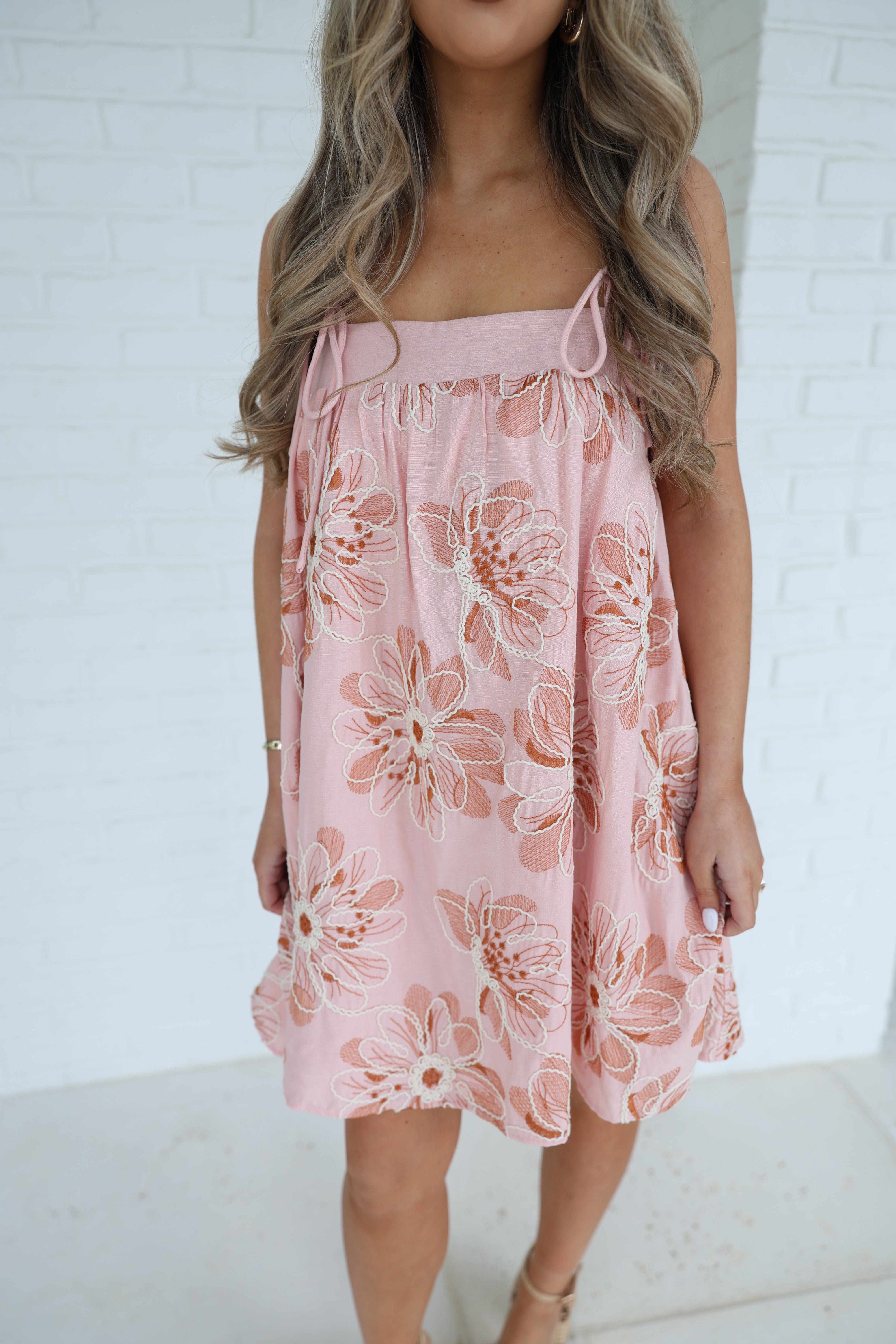 Palm Haven Mini Dress (Pink)