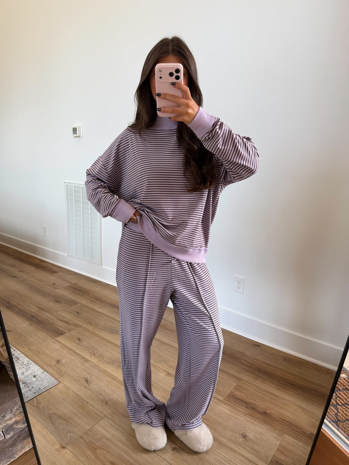 Lavender Stripe Mock Neck Set