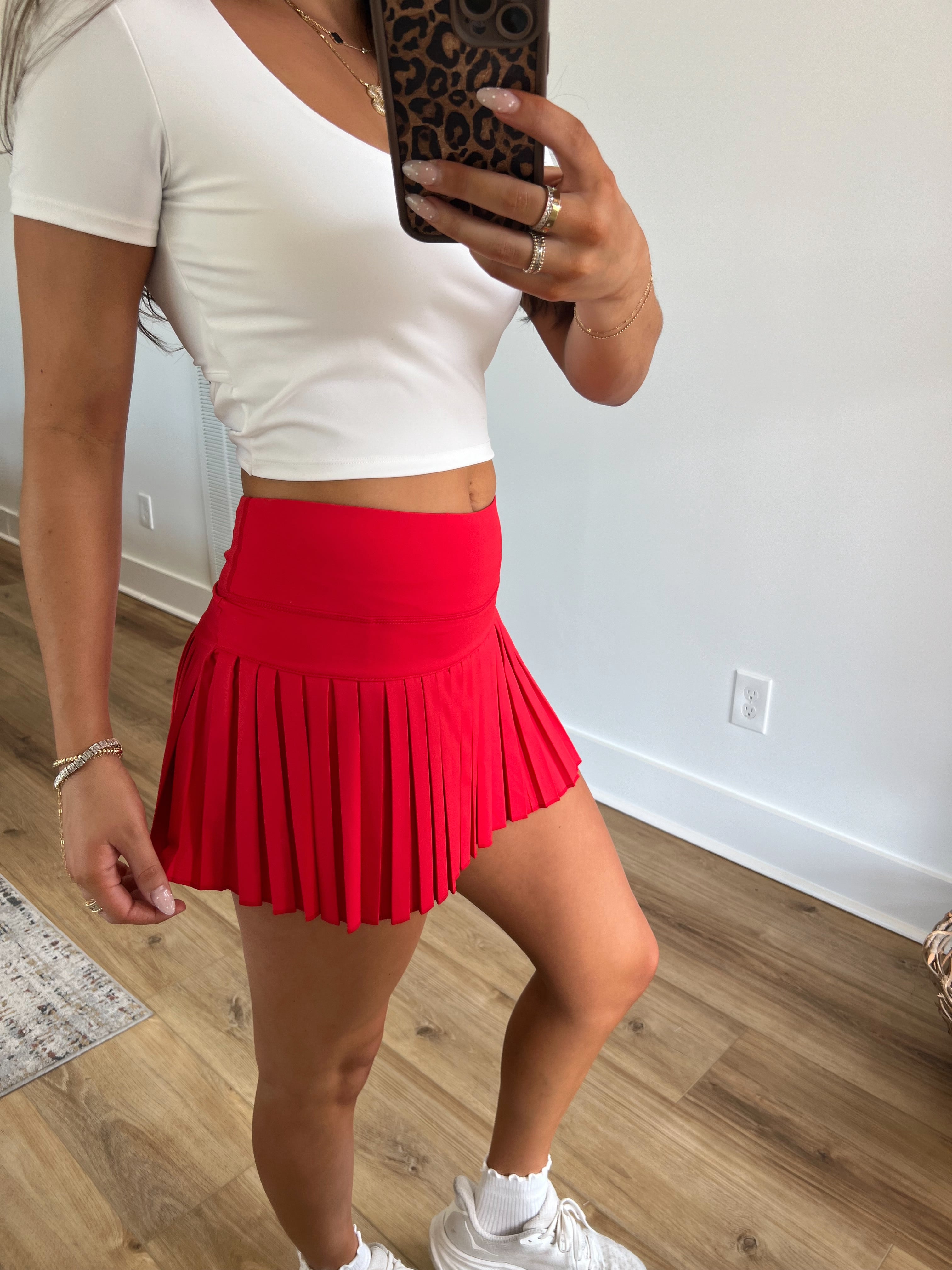 Red Pleated Tennis Skirt
