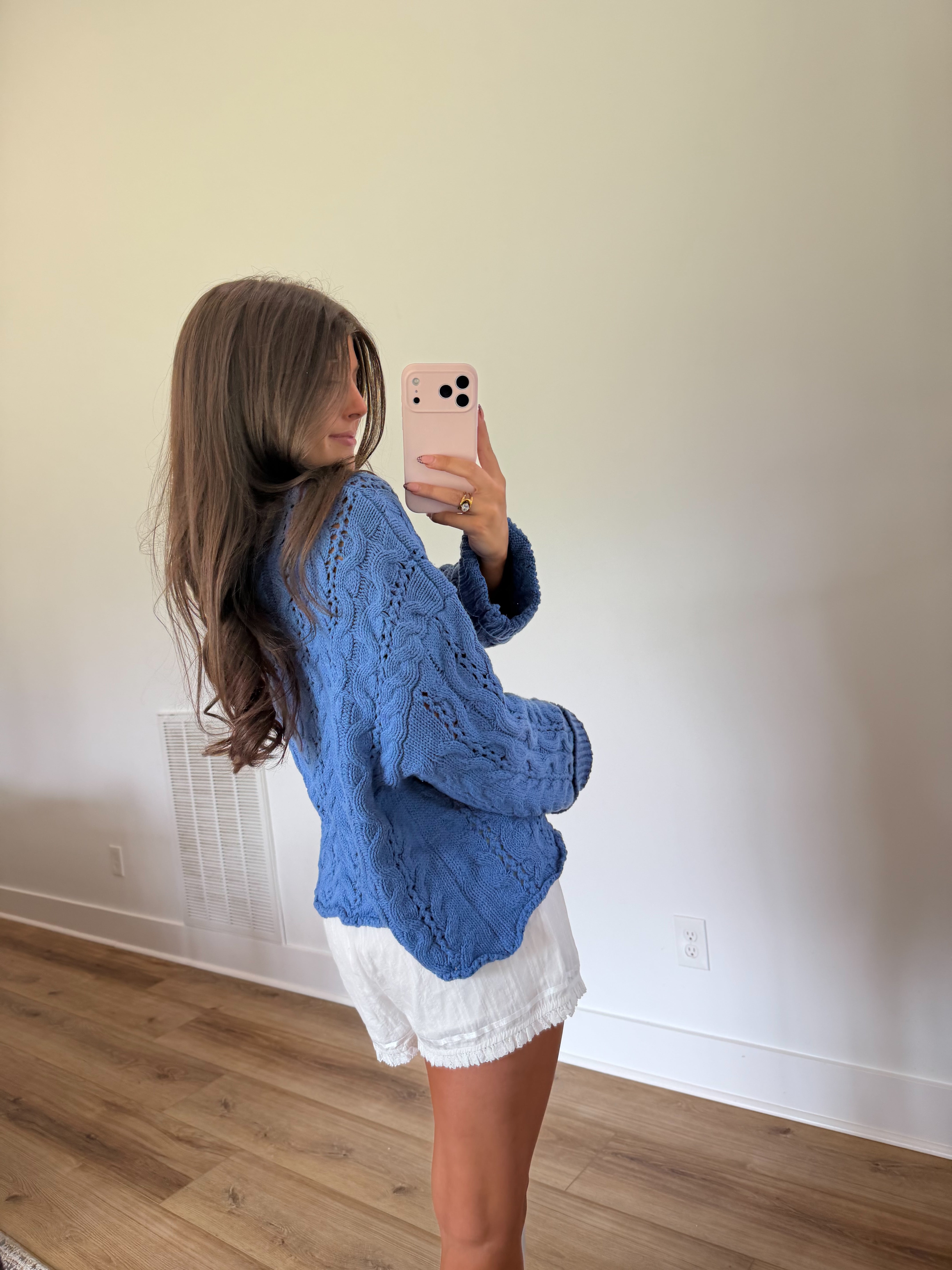 Blue Cable Knit Sweater