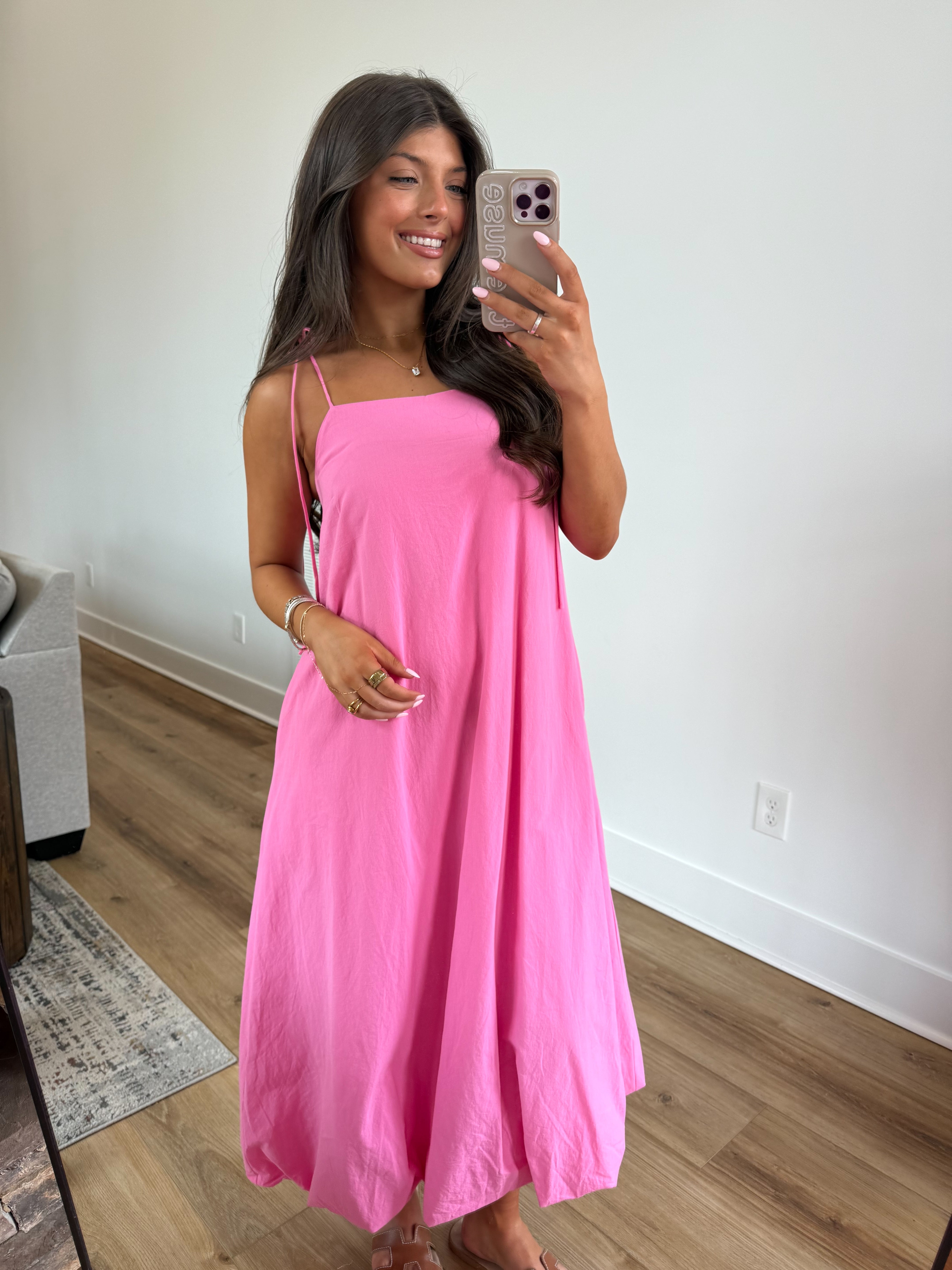 Bubble Hem Midi Dress (Bubblegum)