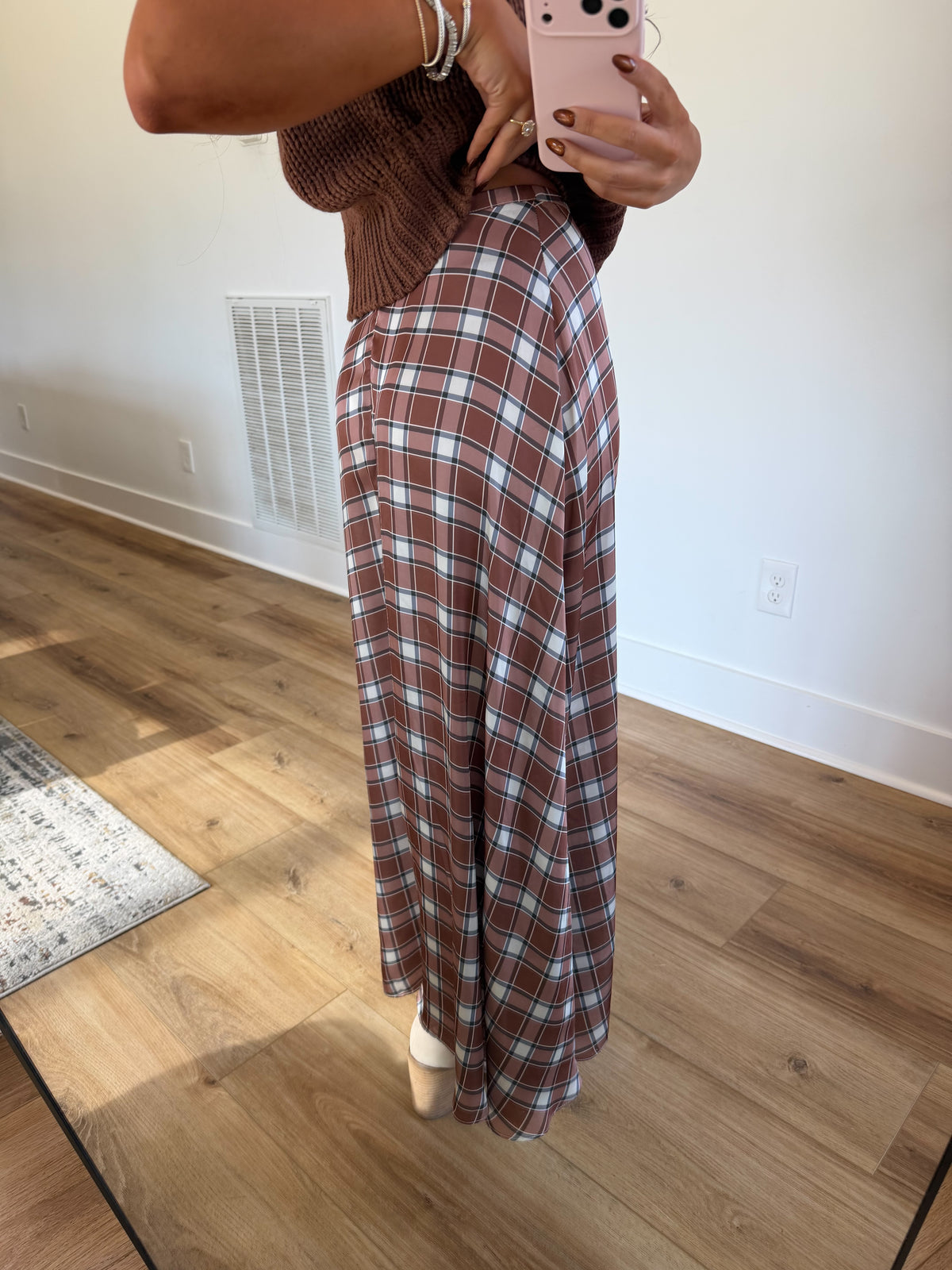 Macchiato Plaid Maxi Skirt