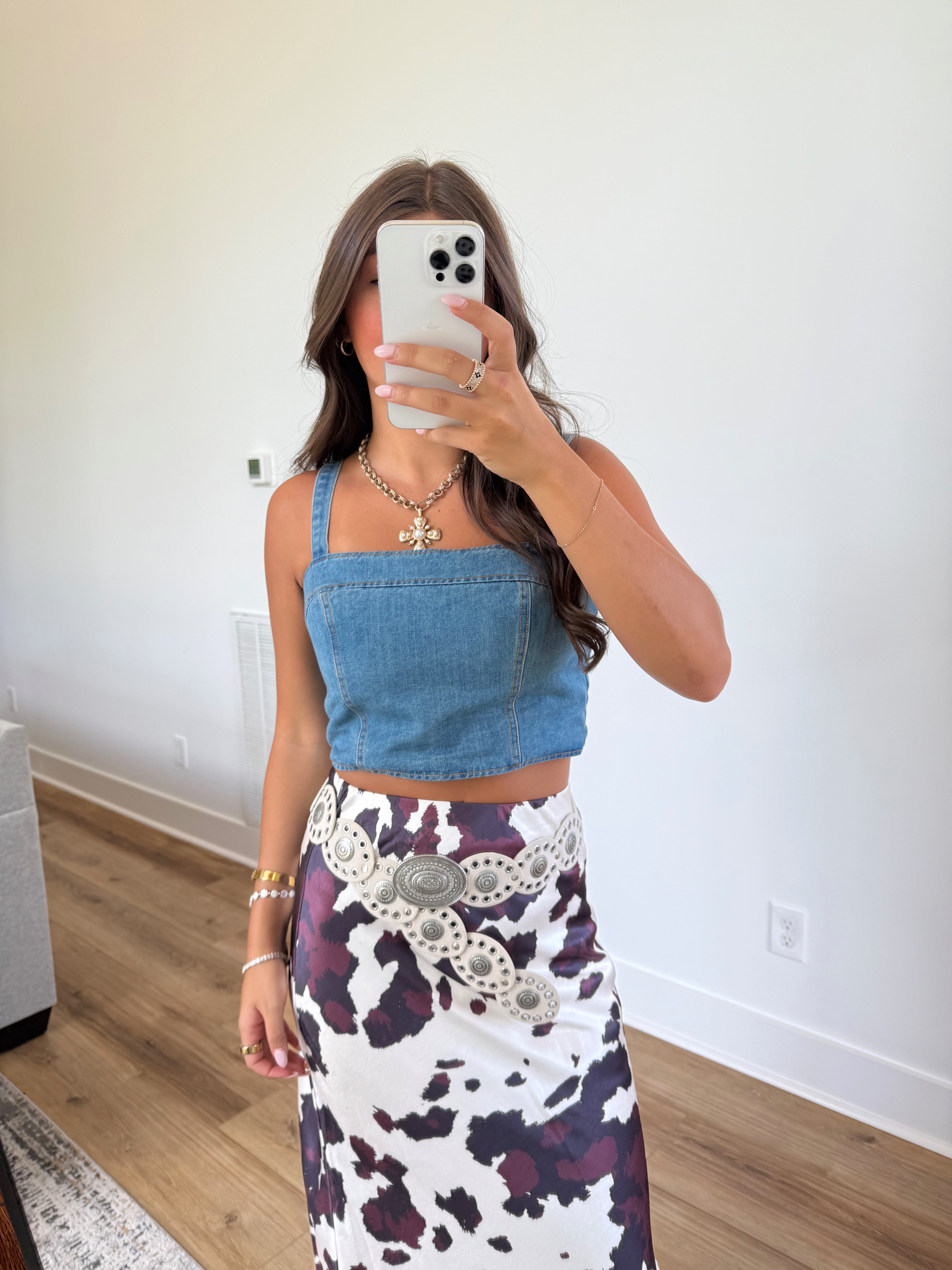 Denim Square Neck Top