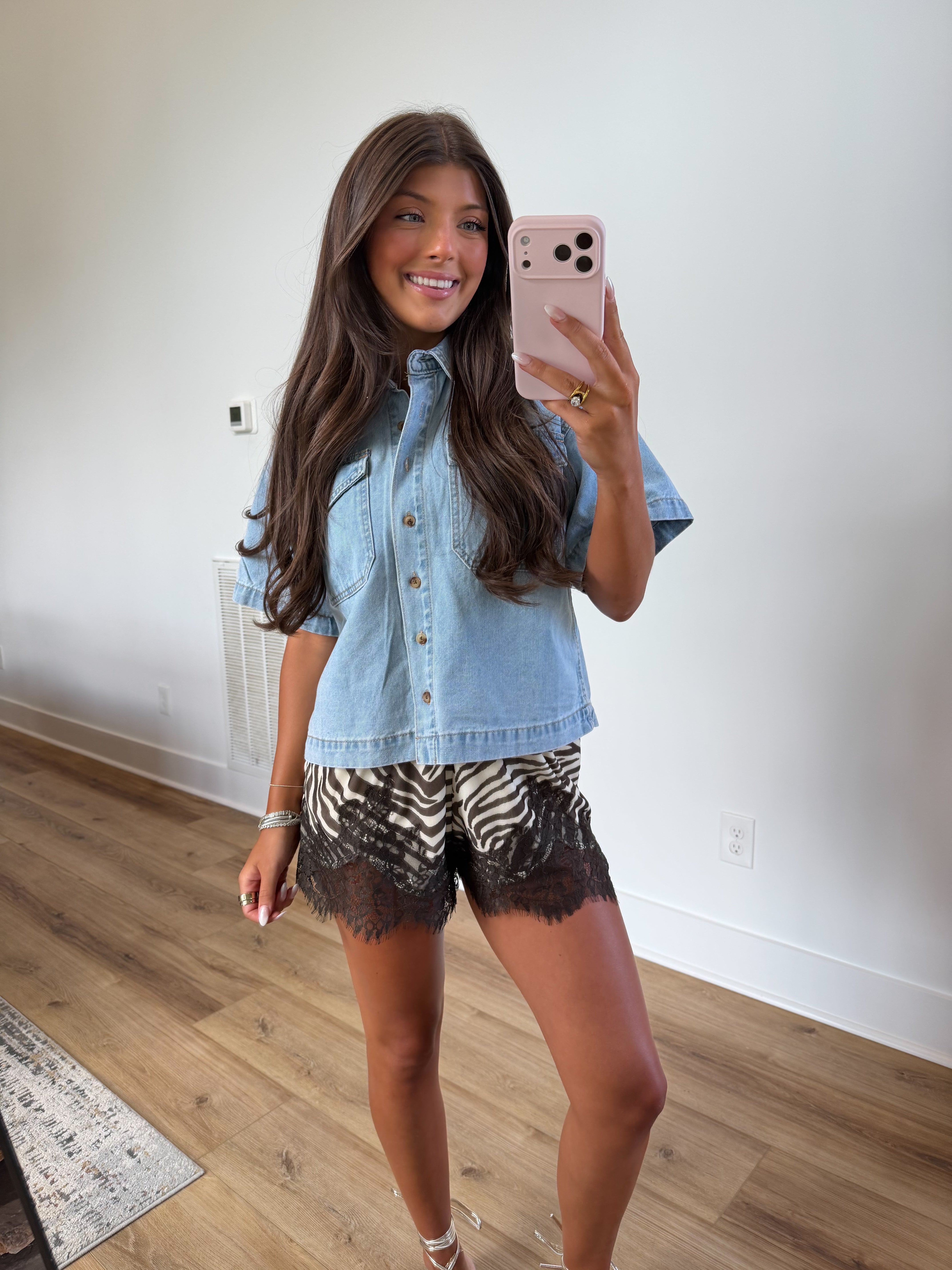 Light Denim Button Top