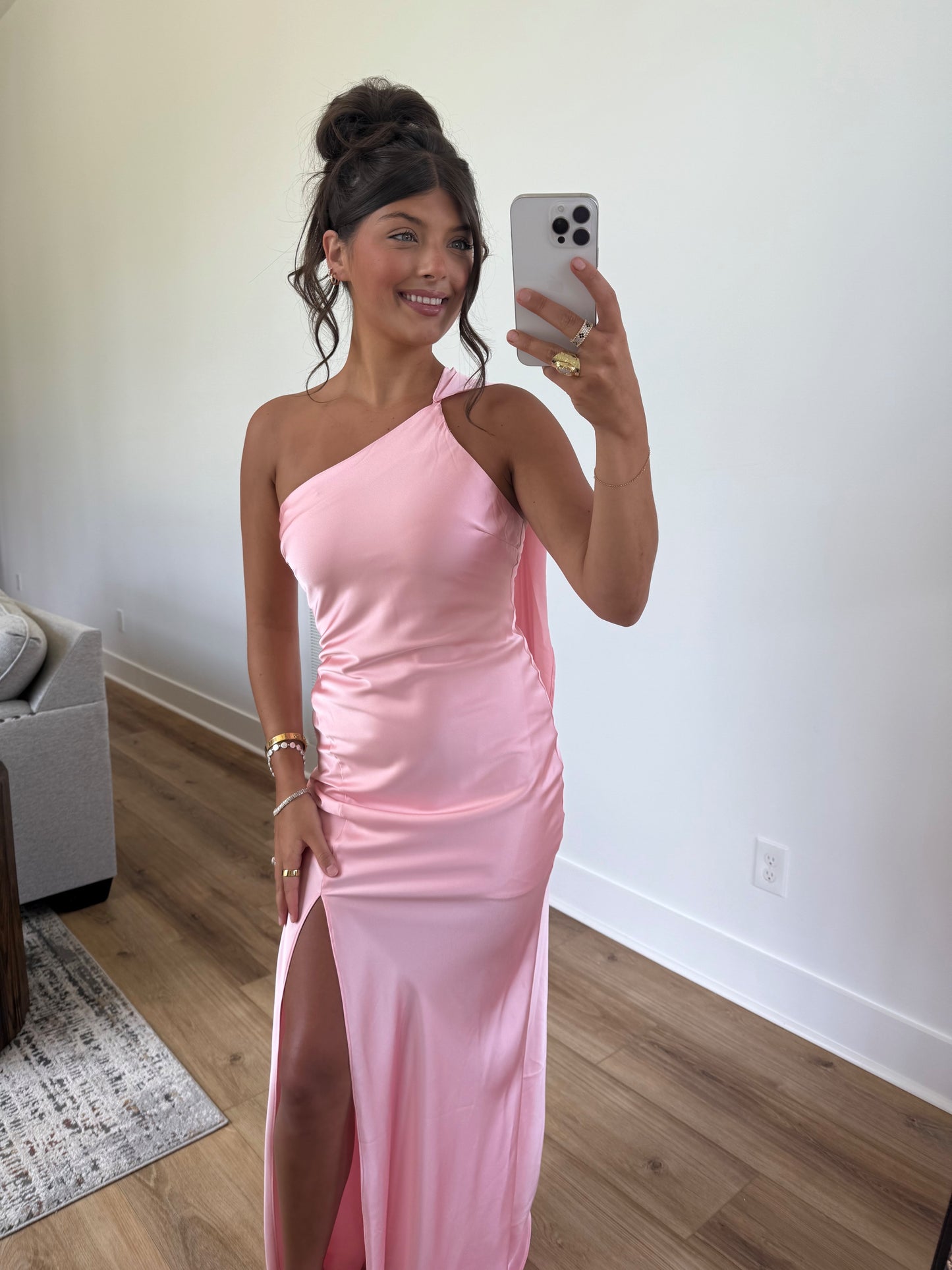 Wrapped in Satin Maxi Dress (Pink)