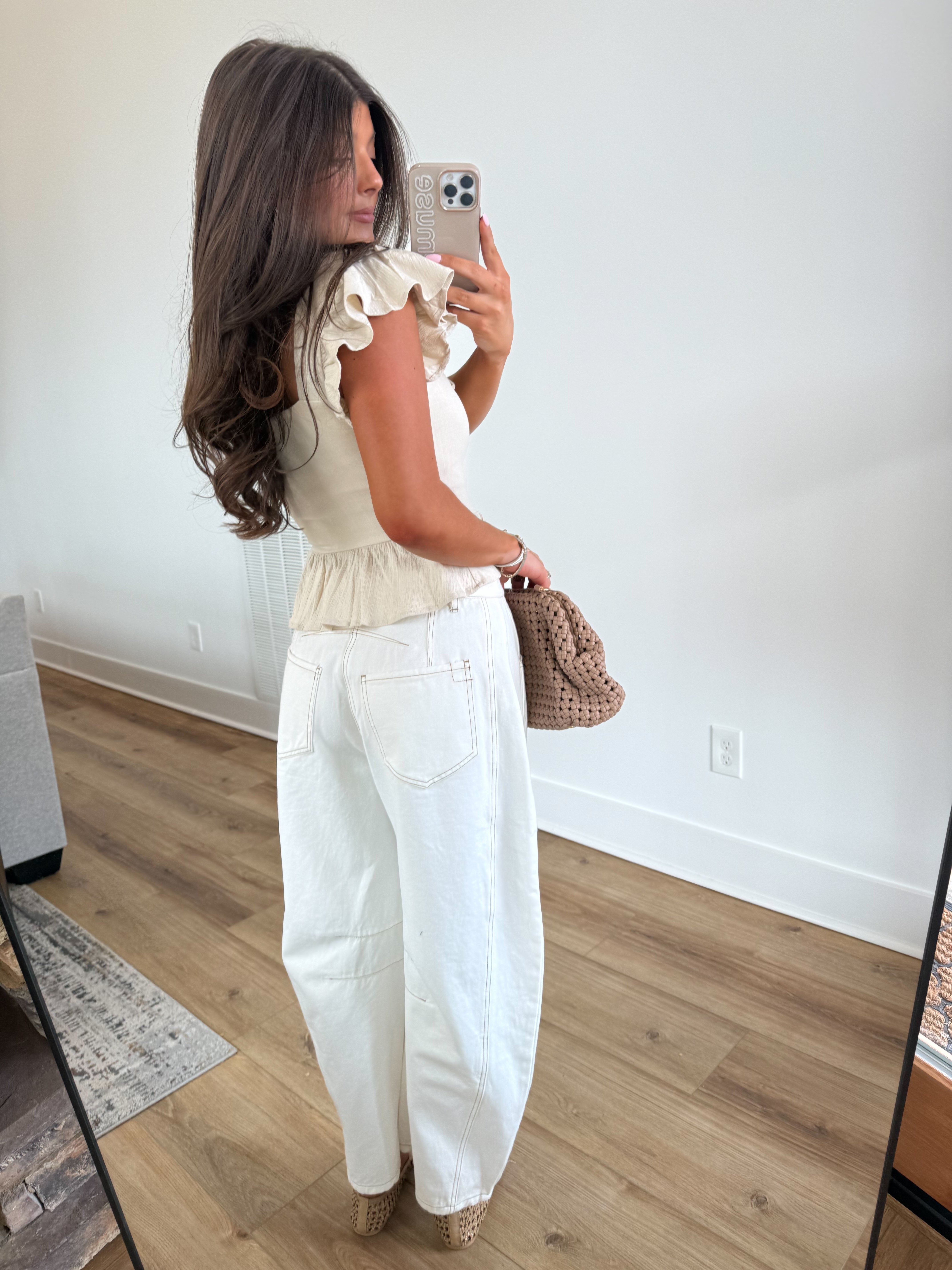 White Summer Barrel Jeans