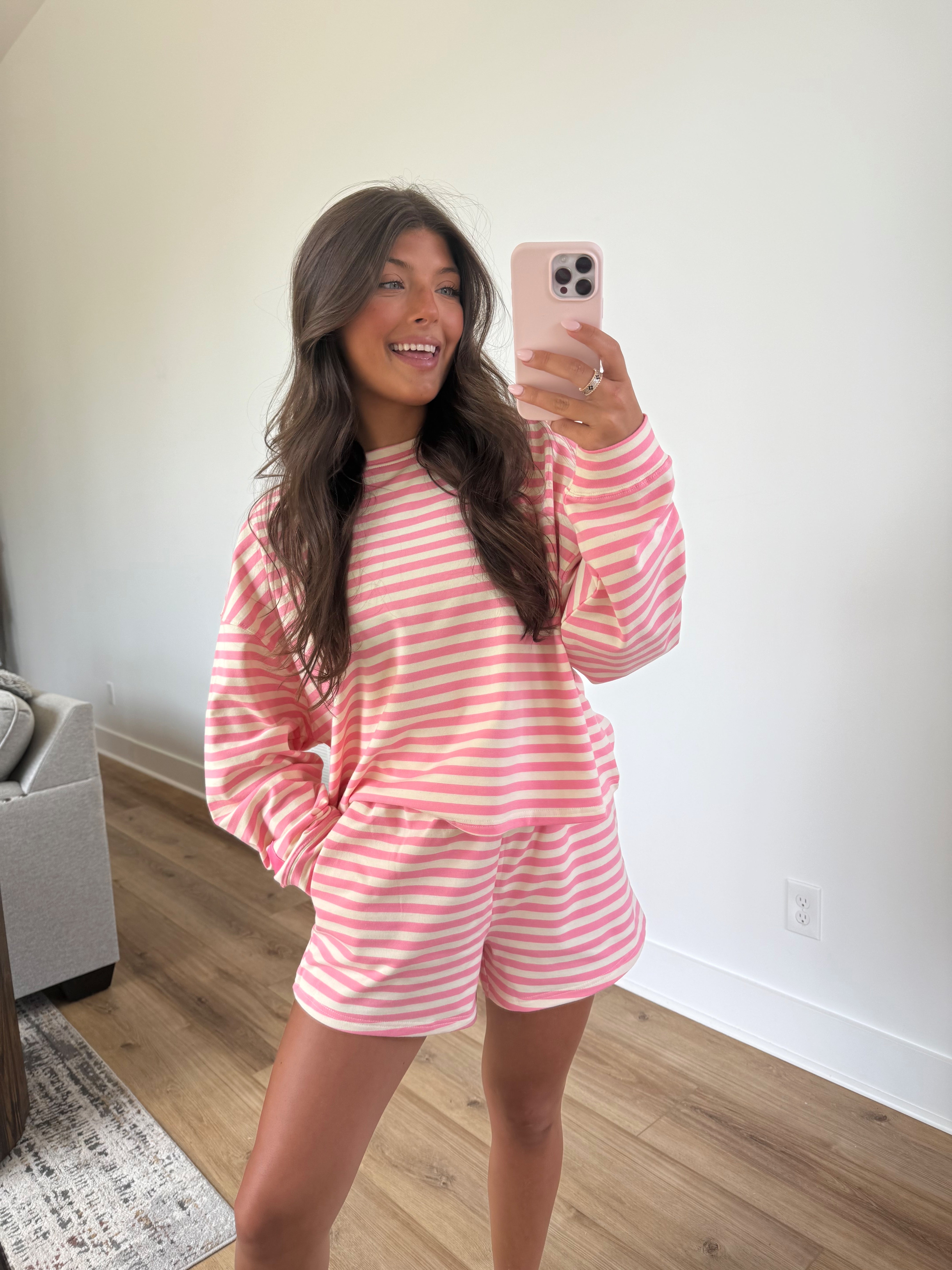 Strawberry Stripe Shorts Set
