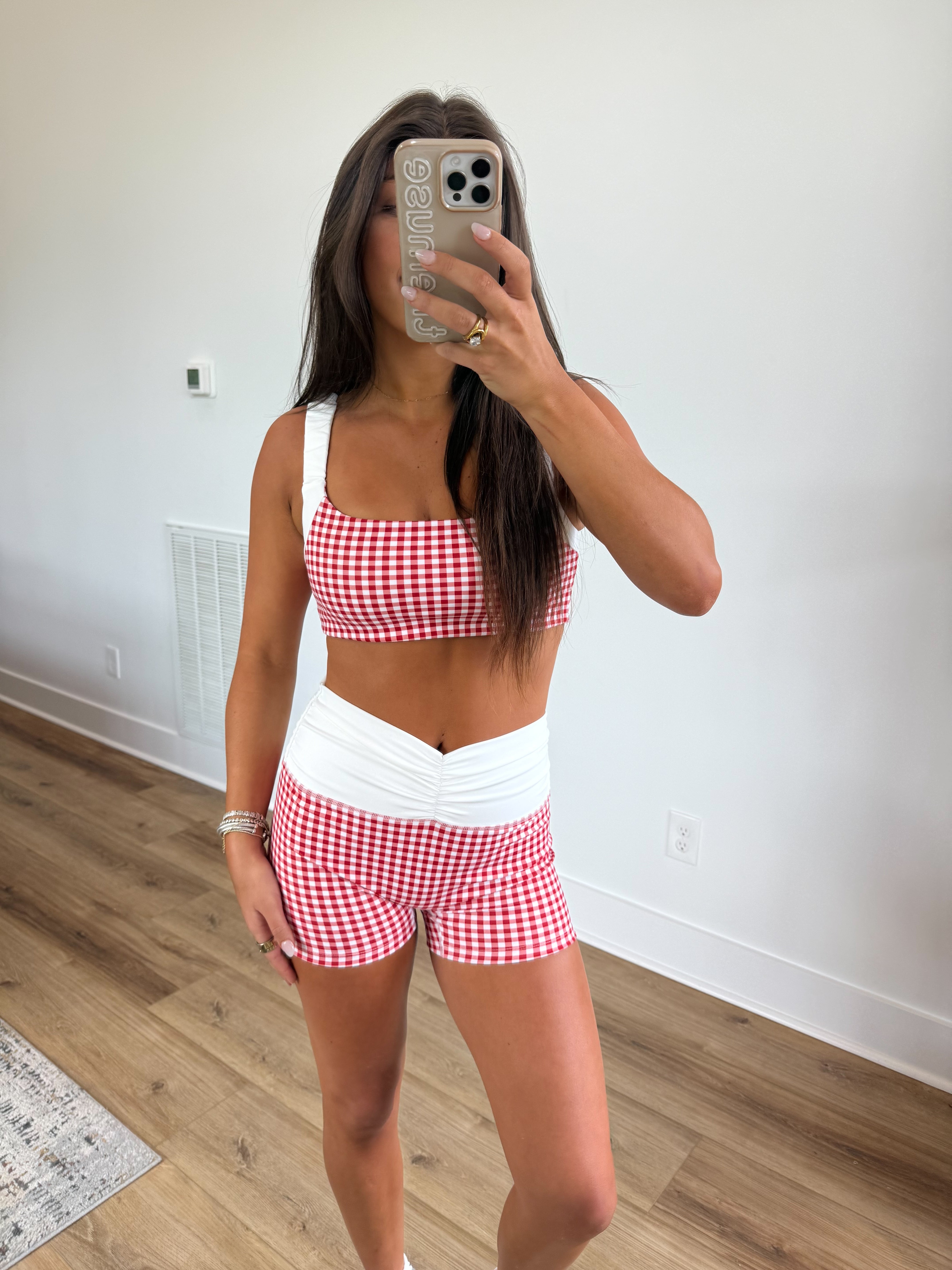 Red Gingham Ruched BRA