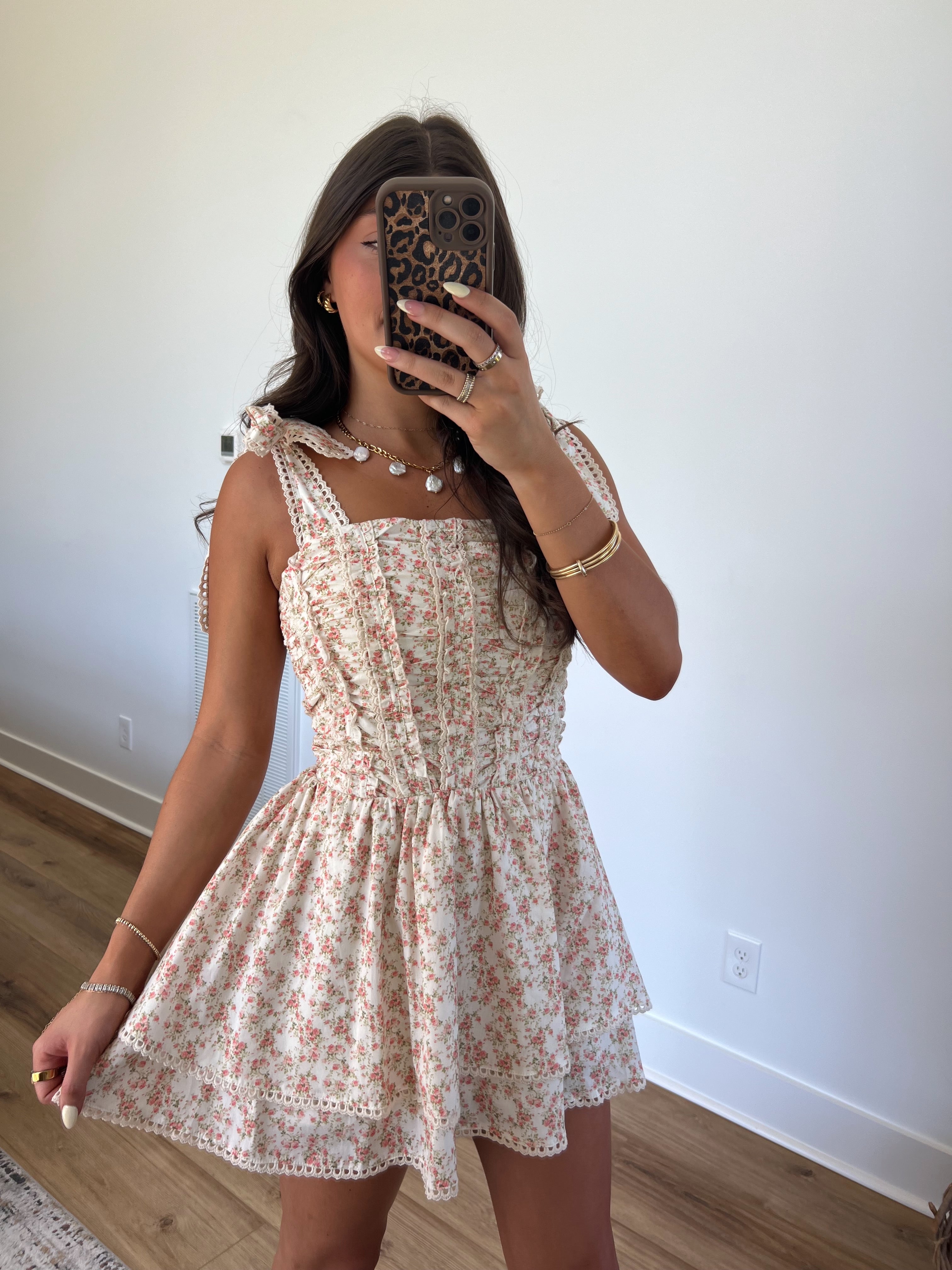 Vintage Core Mini Dress (Cream)