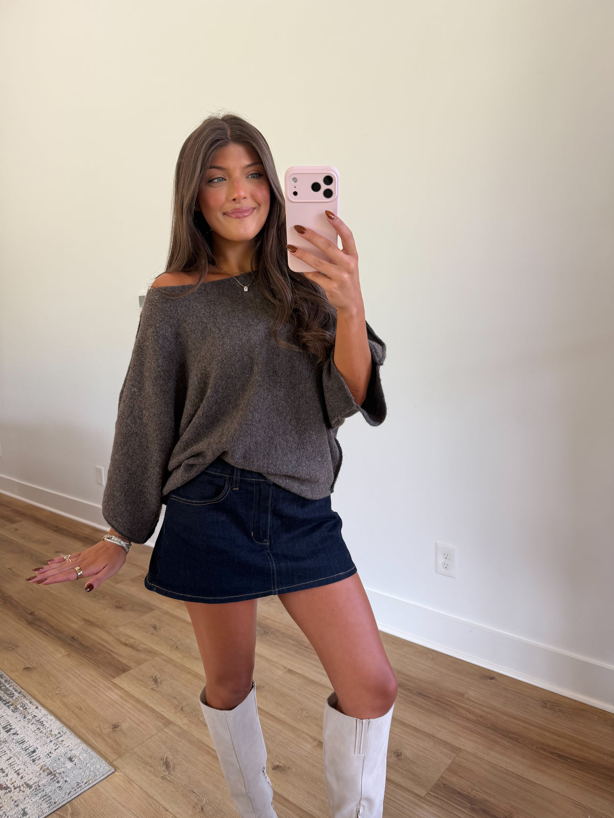 Andre Off The Shoulder Sweater (Brown)