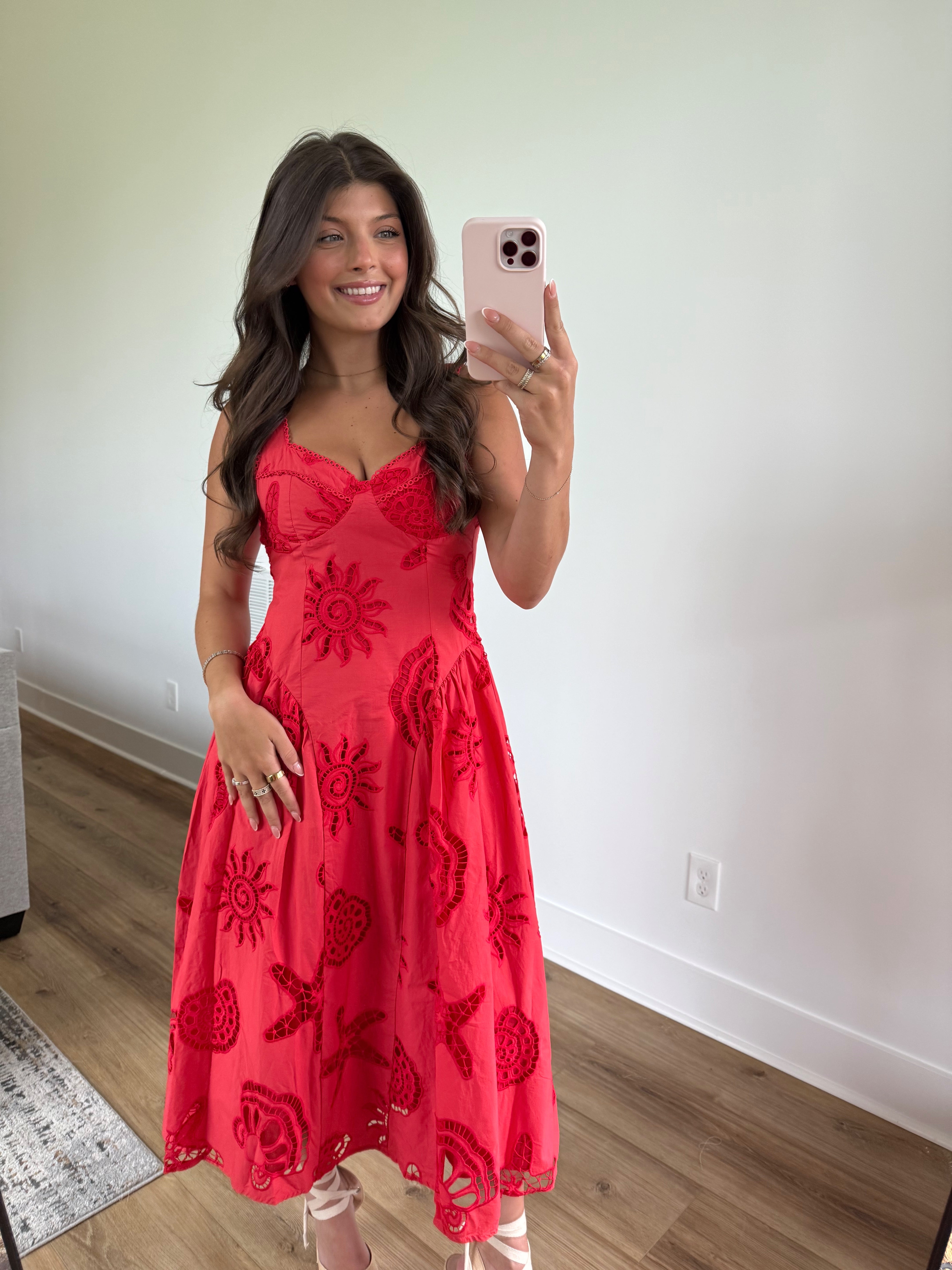 Red Island Midi Dress