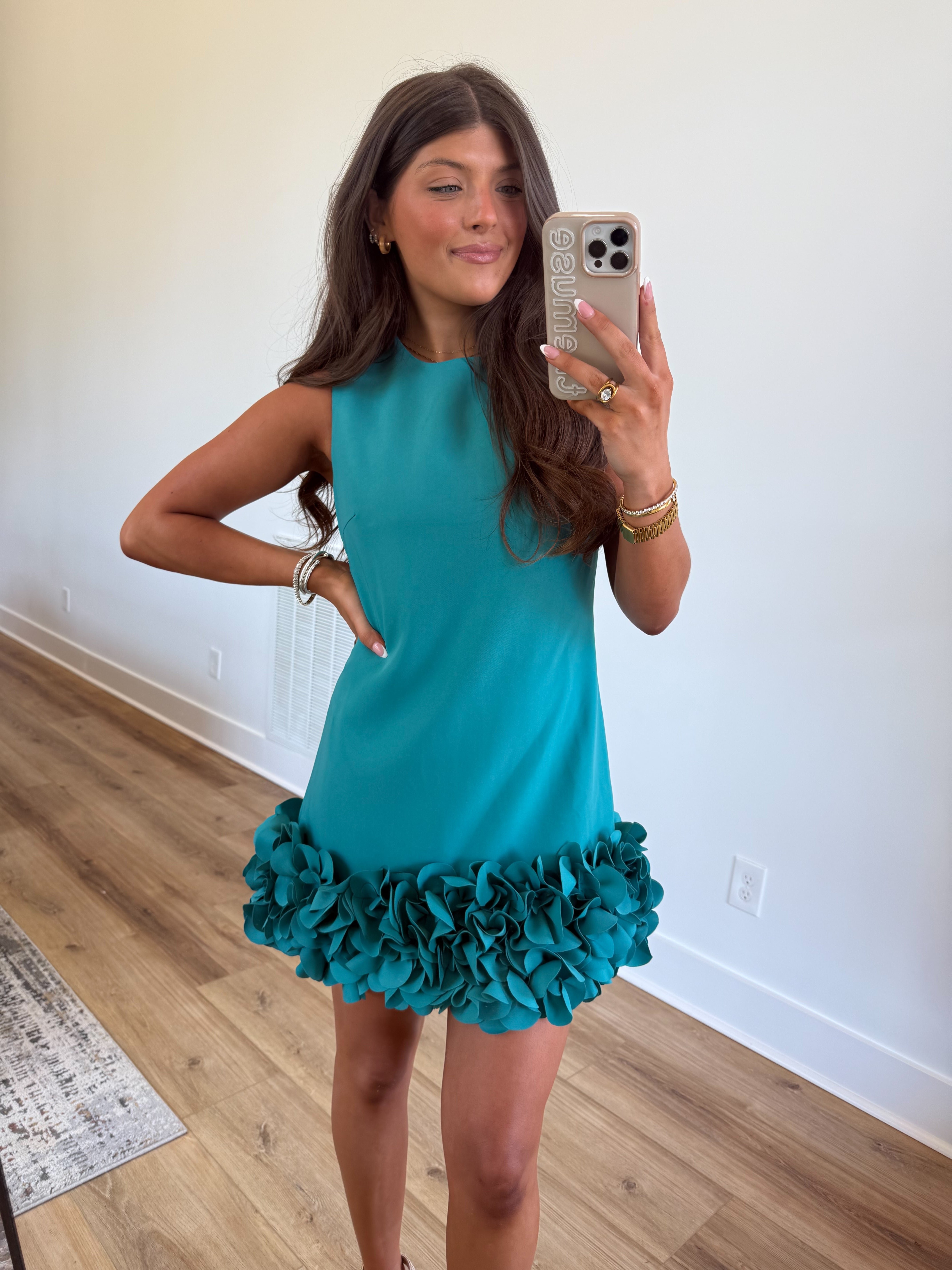 Teal Drop Ruffle Mini Dress (PRE-ORDER (MAY 8TH)/ Restock)