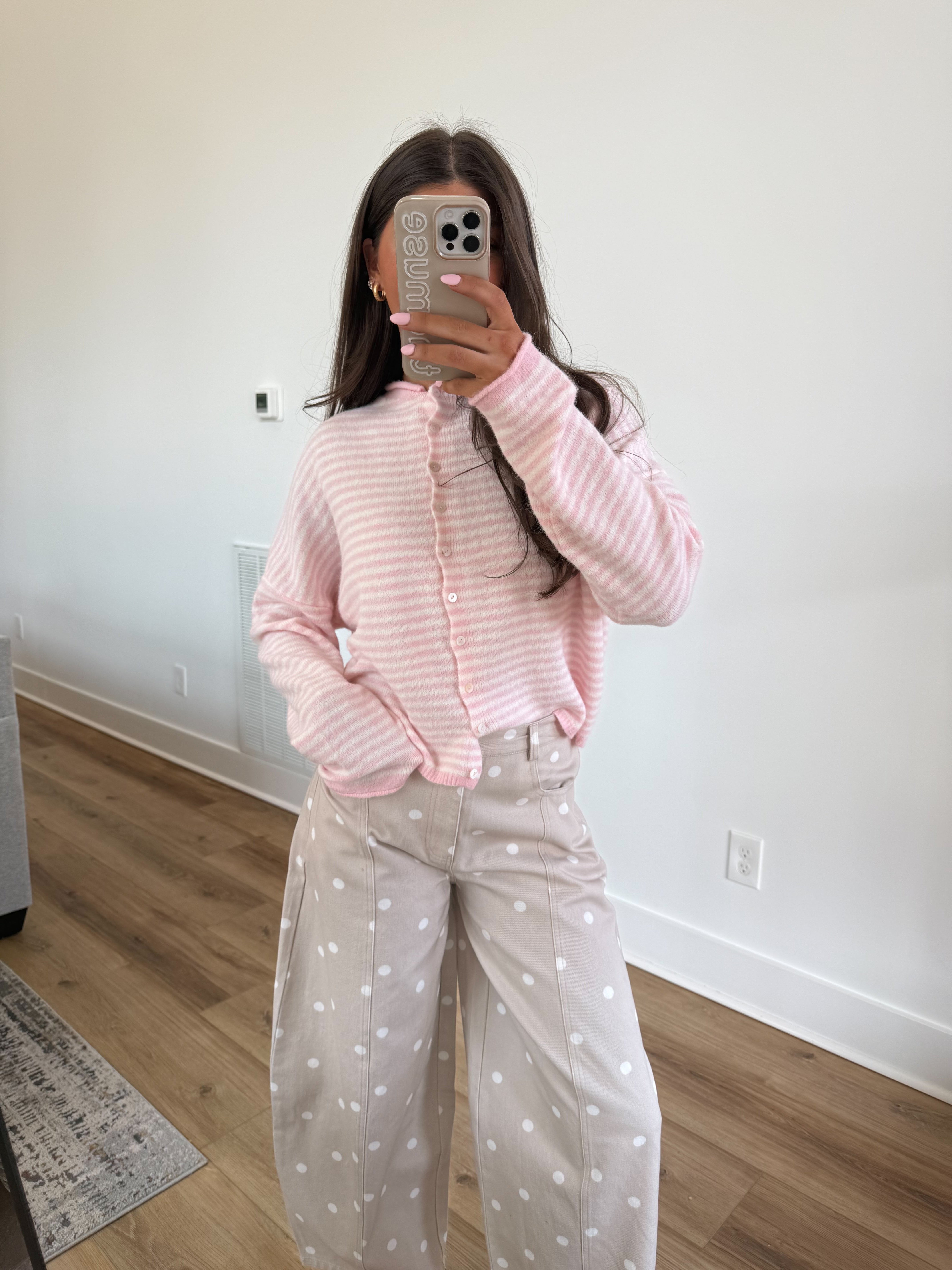 Best Dress Cardigan (Baby Pink Stripes)