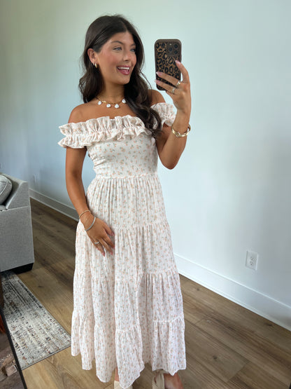 Peach Serenity Floral Maxi Dress