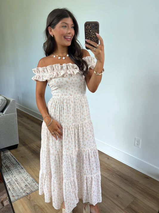 Peach Serenity Floral Maxi Dress