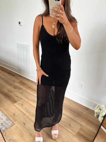 Black Crochet Maxi Dress