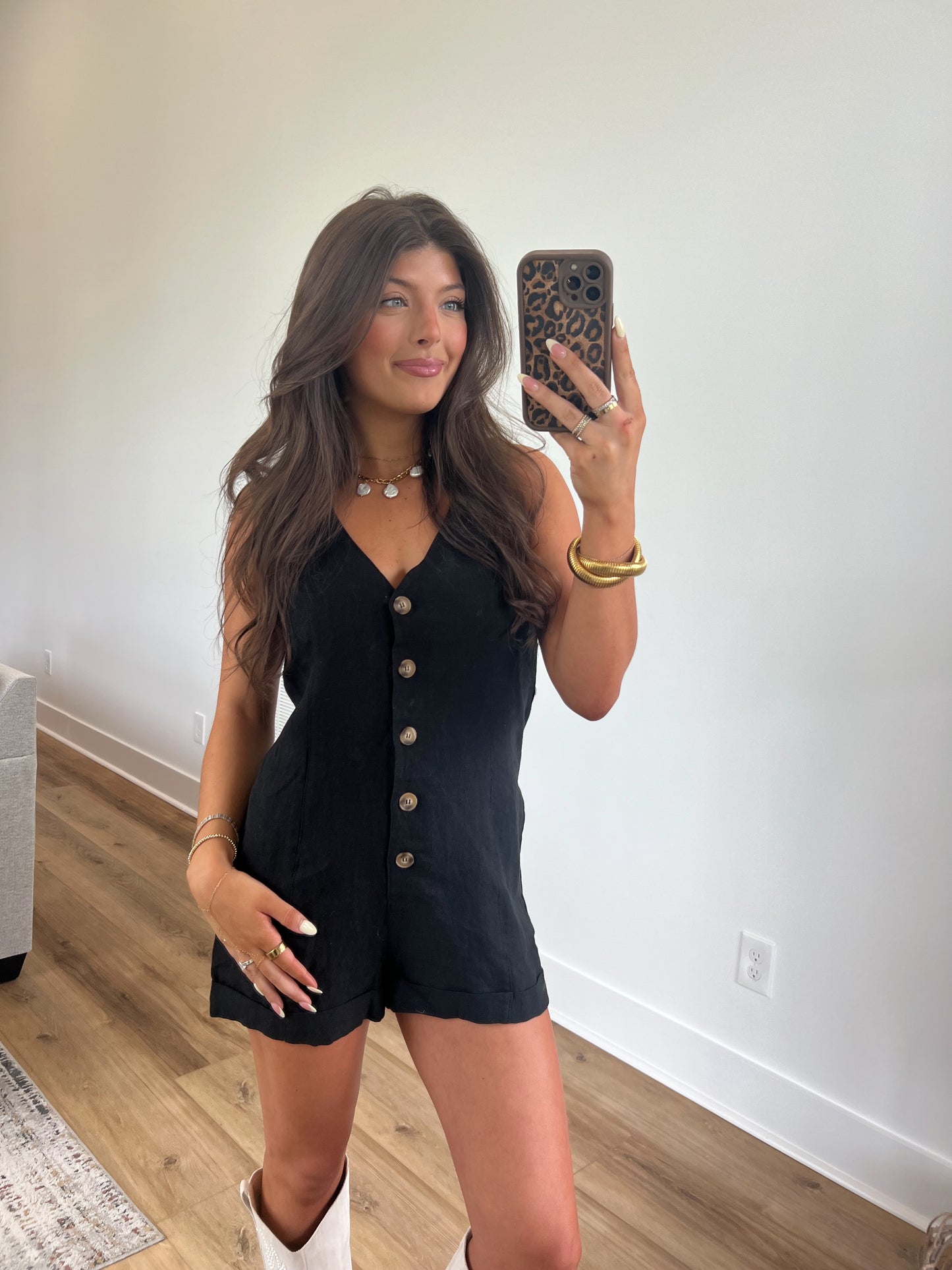 Elle Linen Romper (Black)
