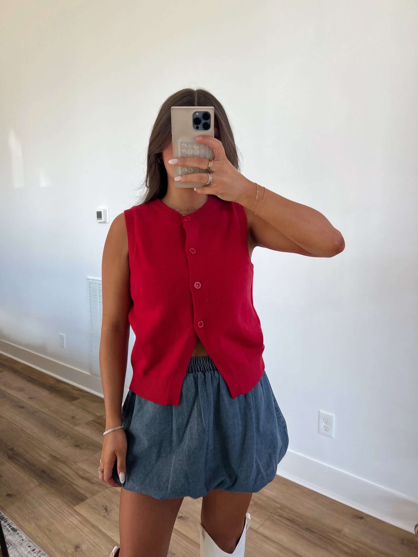 Mrs. Claus Button Top