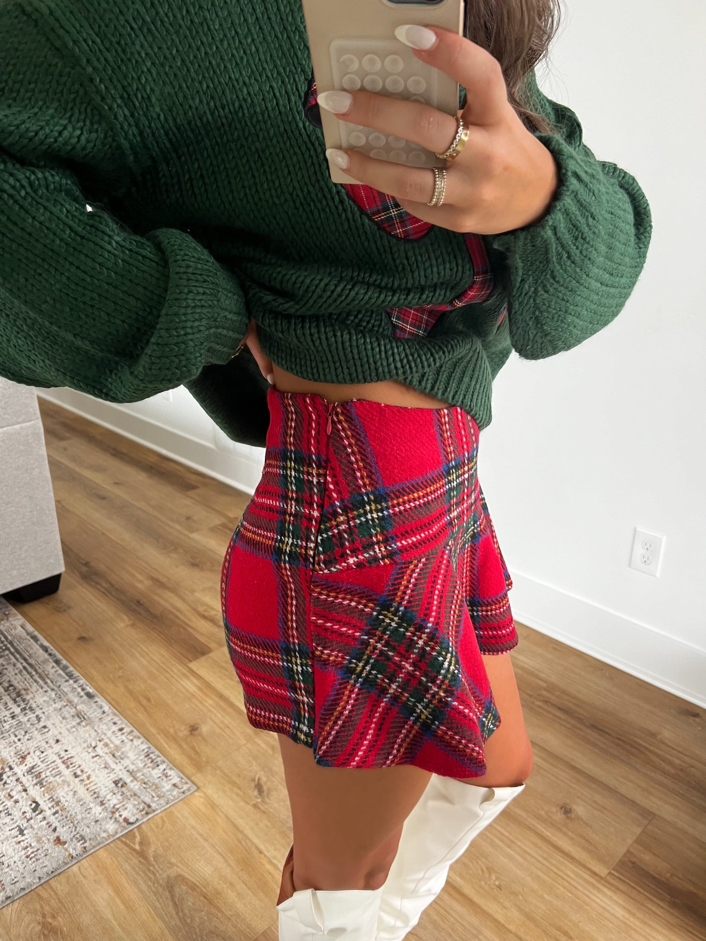 Plaid Ruffle Wrap Skort