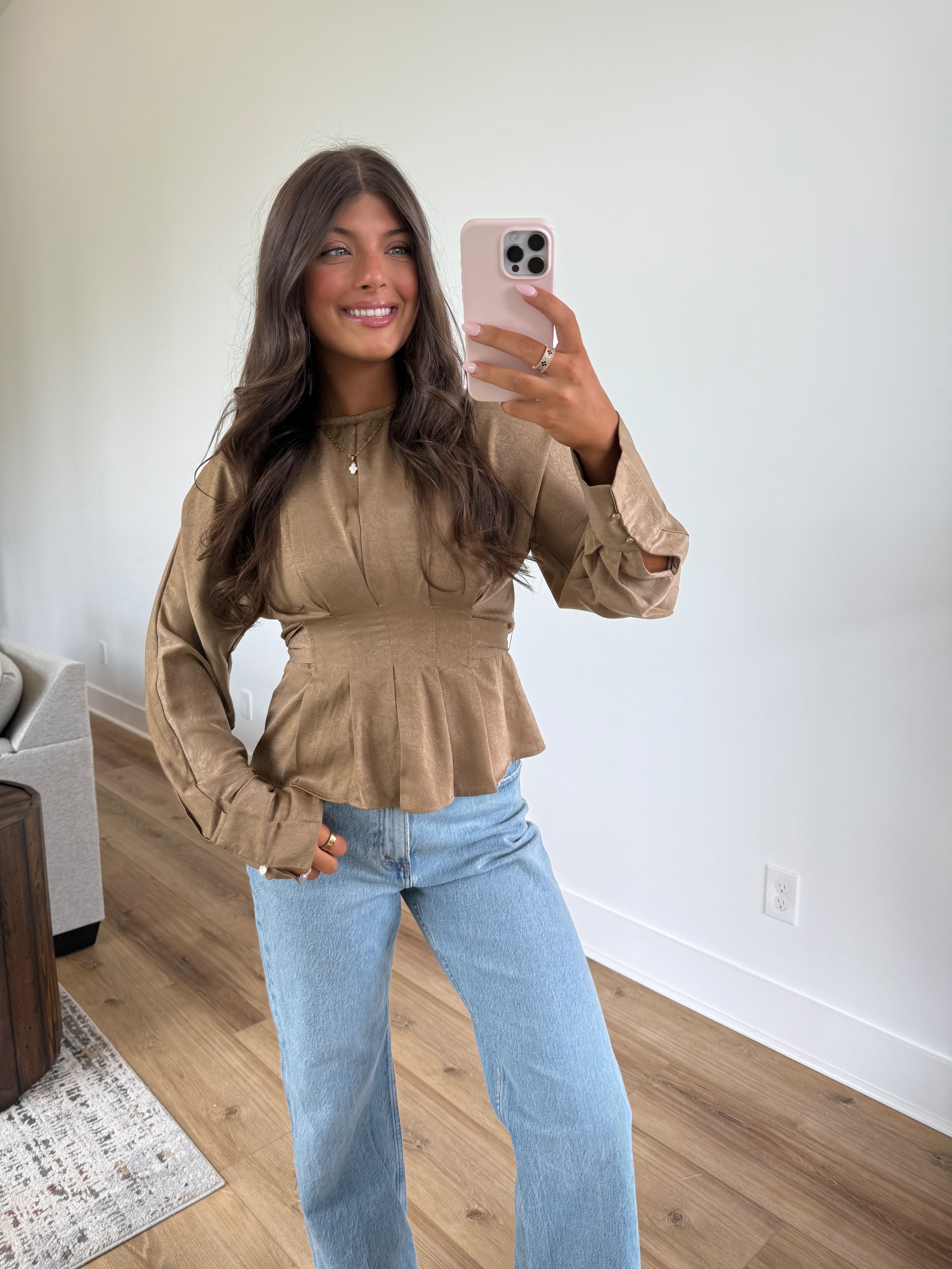 Amber Silk Top (Taupe)