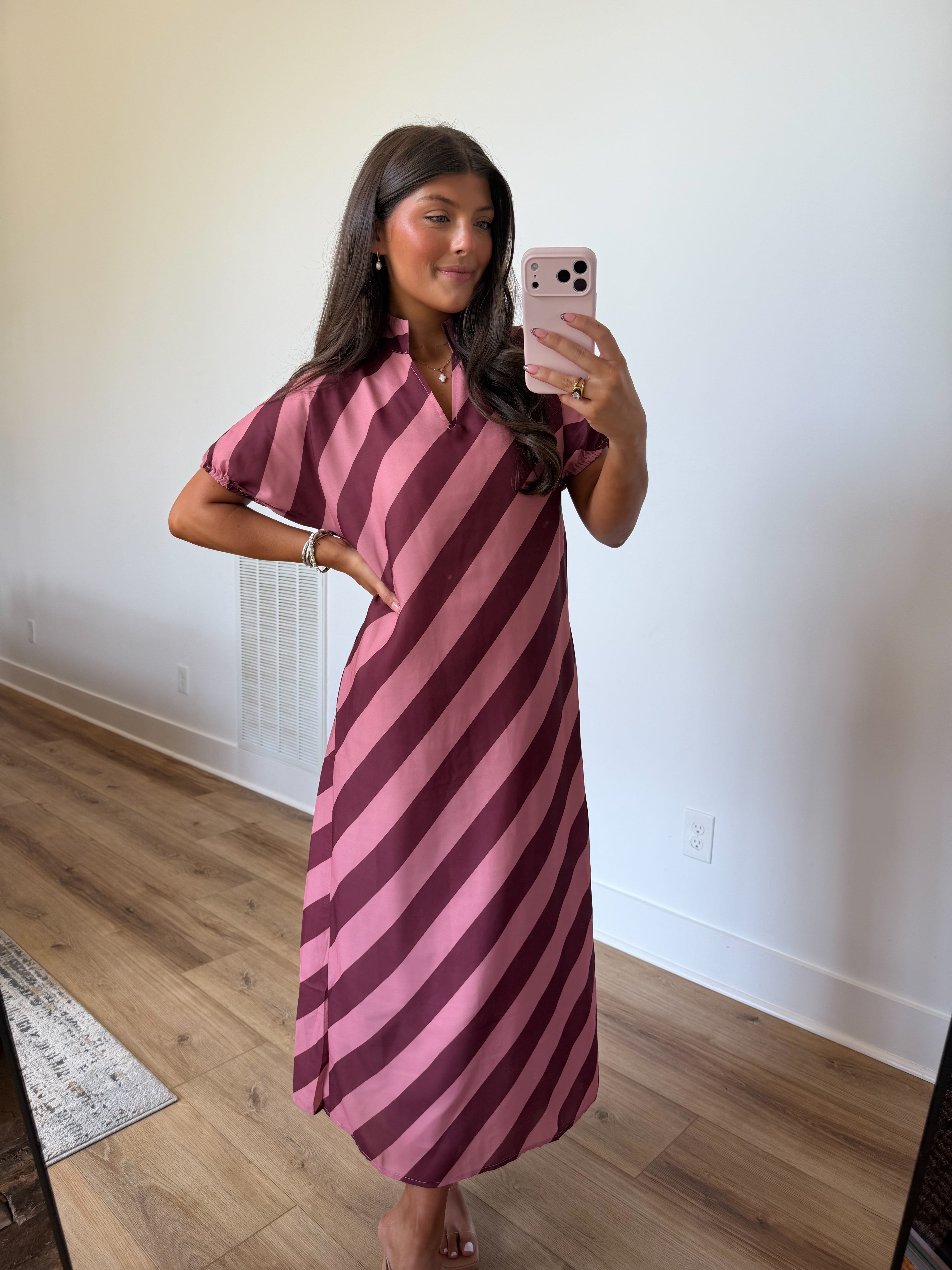Pippa Stripe Maxi (Pink/Burgundy)