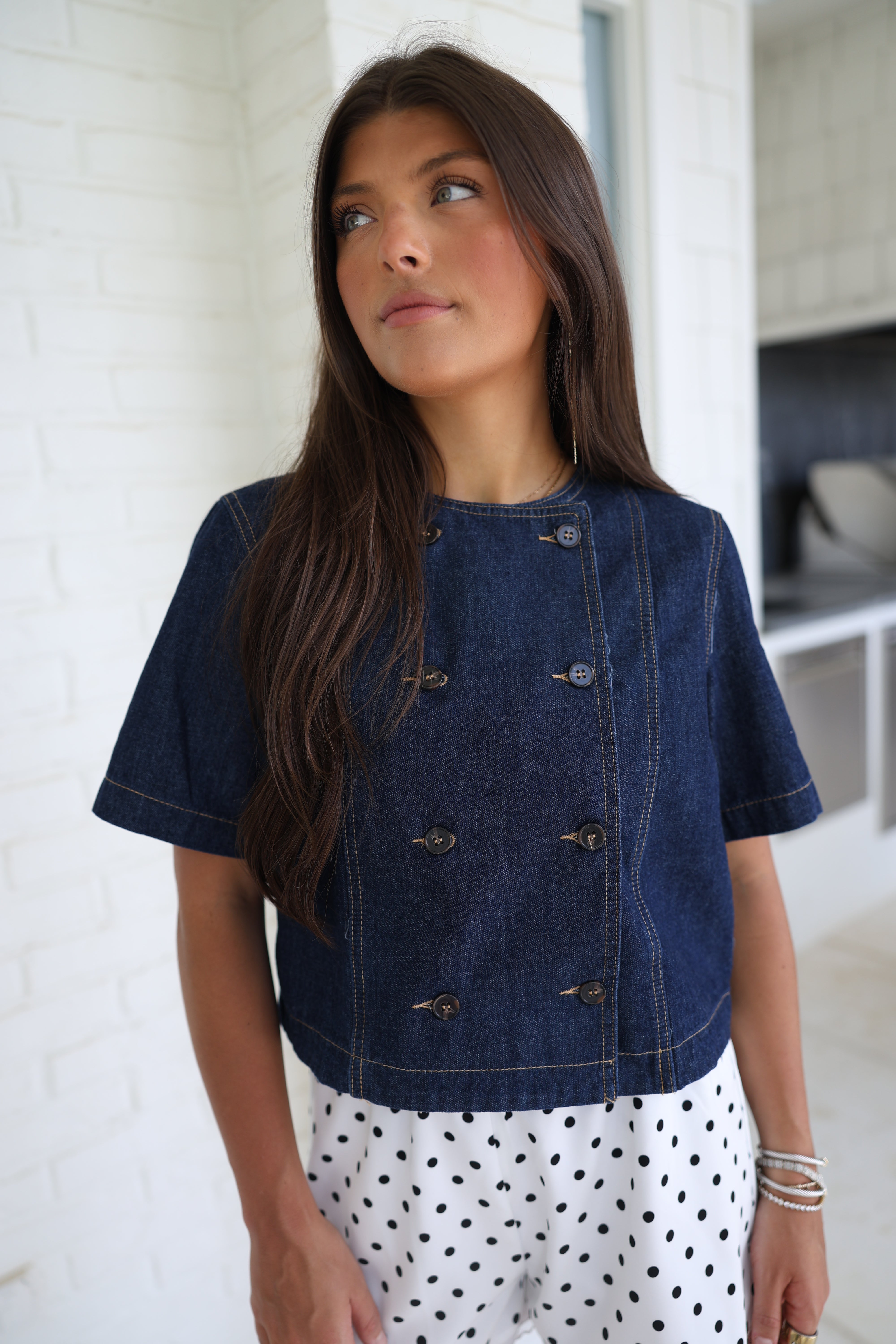 Denim Button Blouse