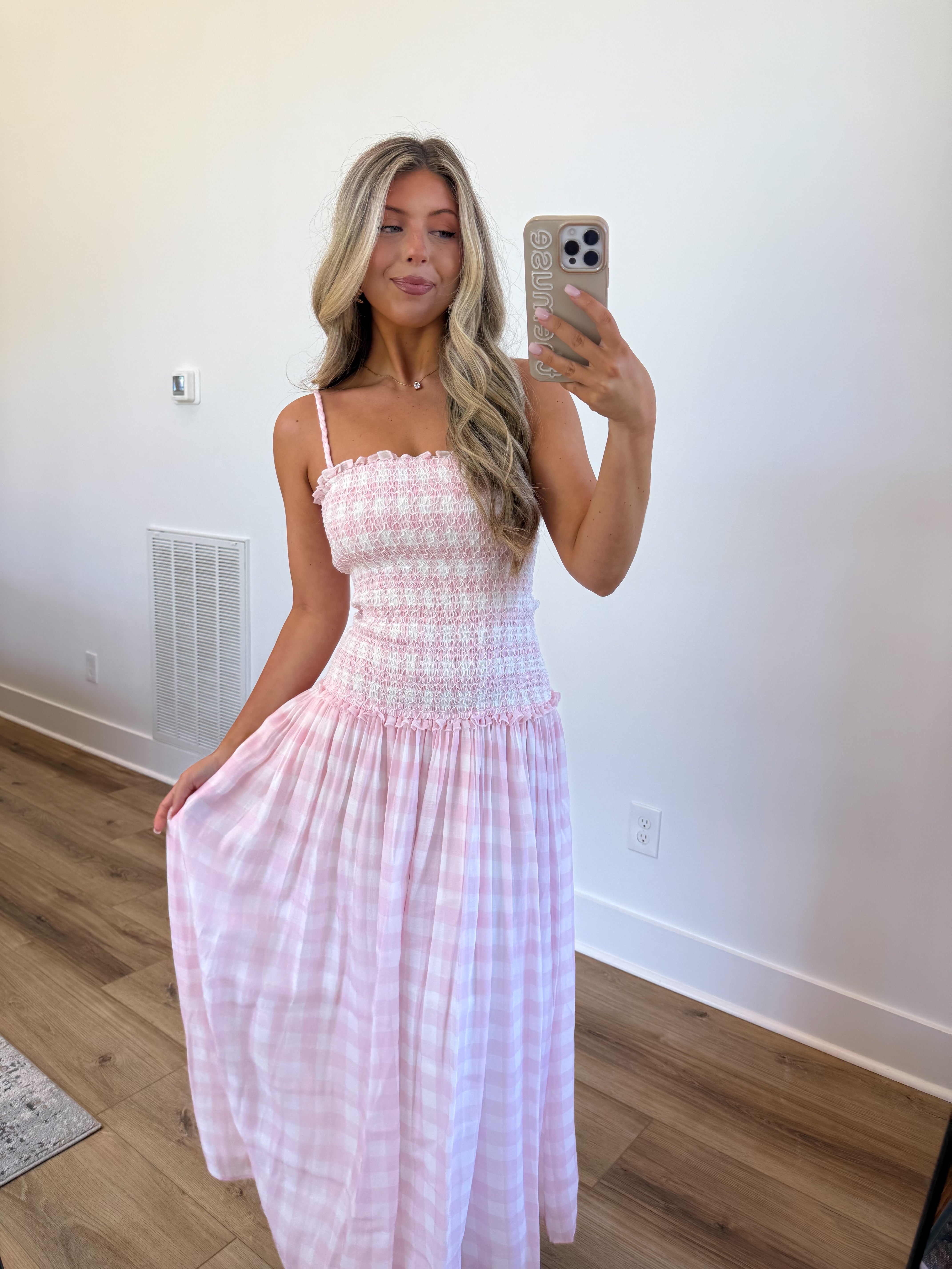 Nantucket Gingham Maxi (Pink)
