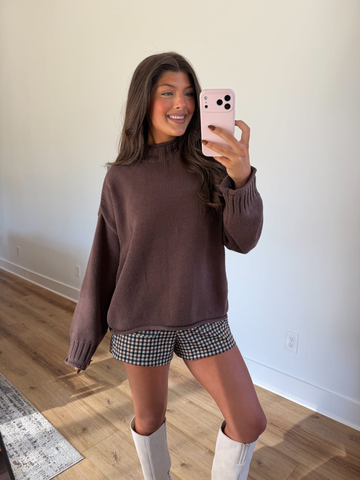 Chocolate Mock Neck Sweater