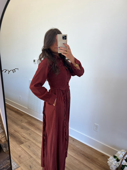 Wine Western Bodice Maxi Dress