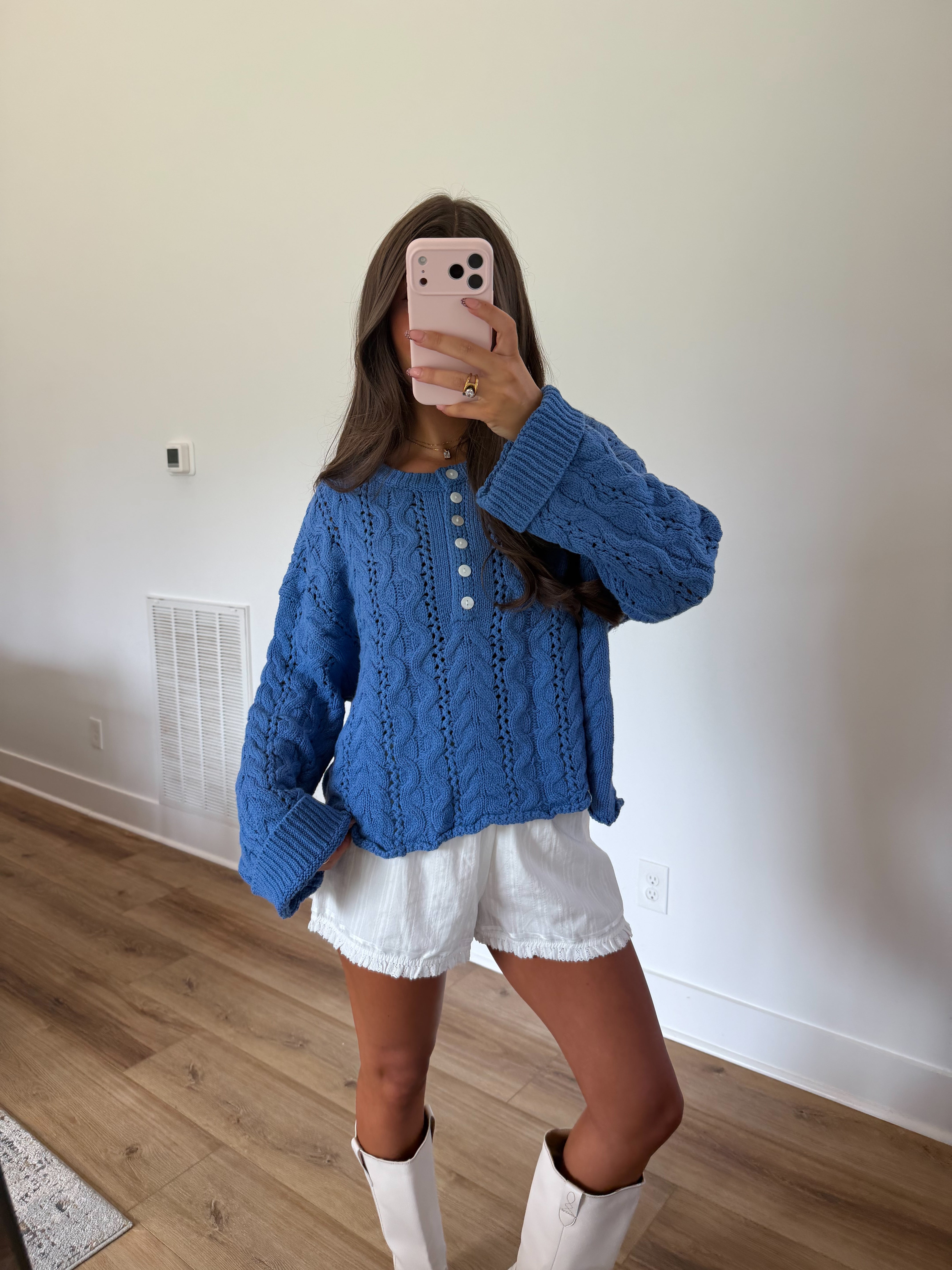 Blue Cable Knit Sweater