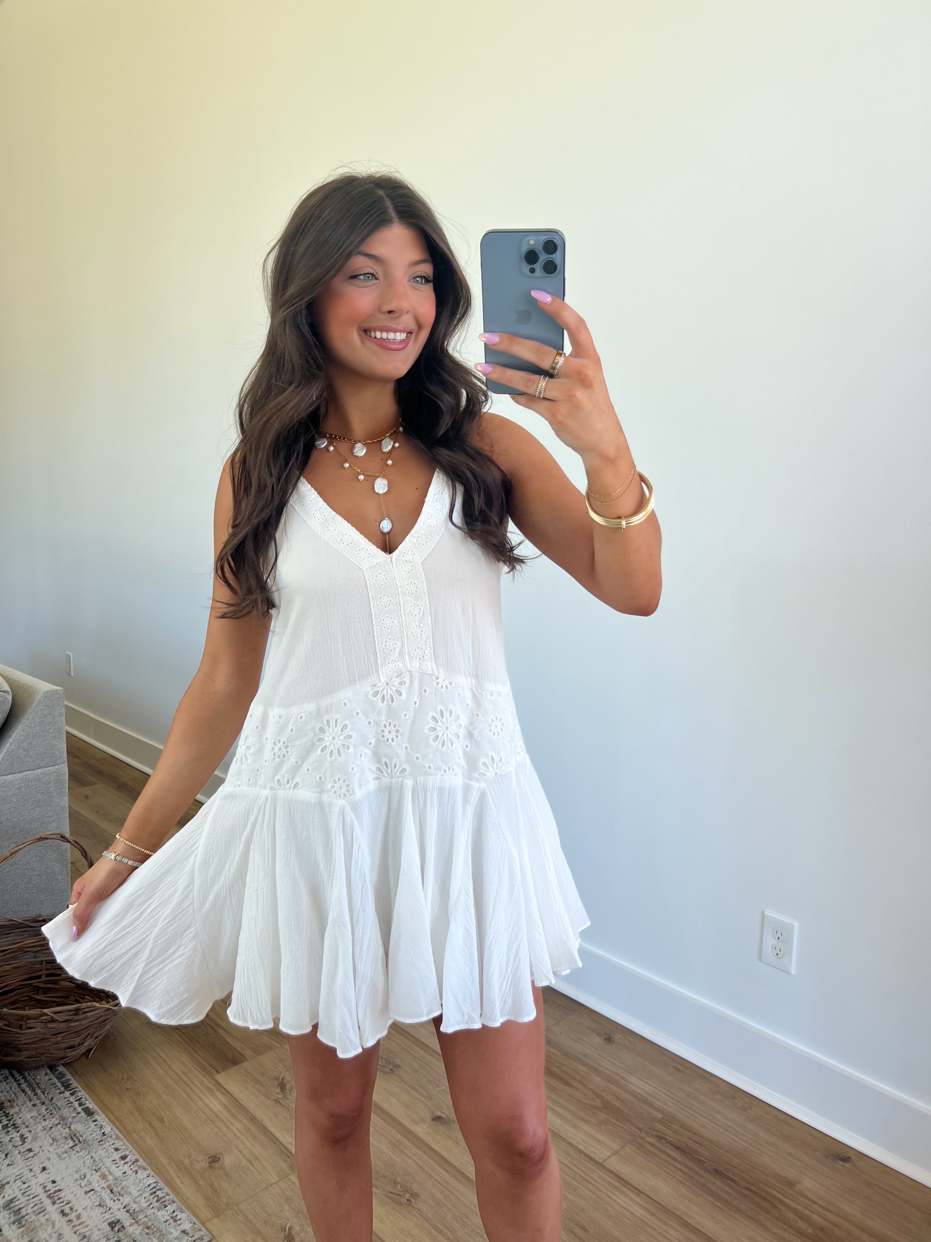 Eyelet Swing Mini Dress (Restock)