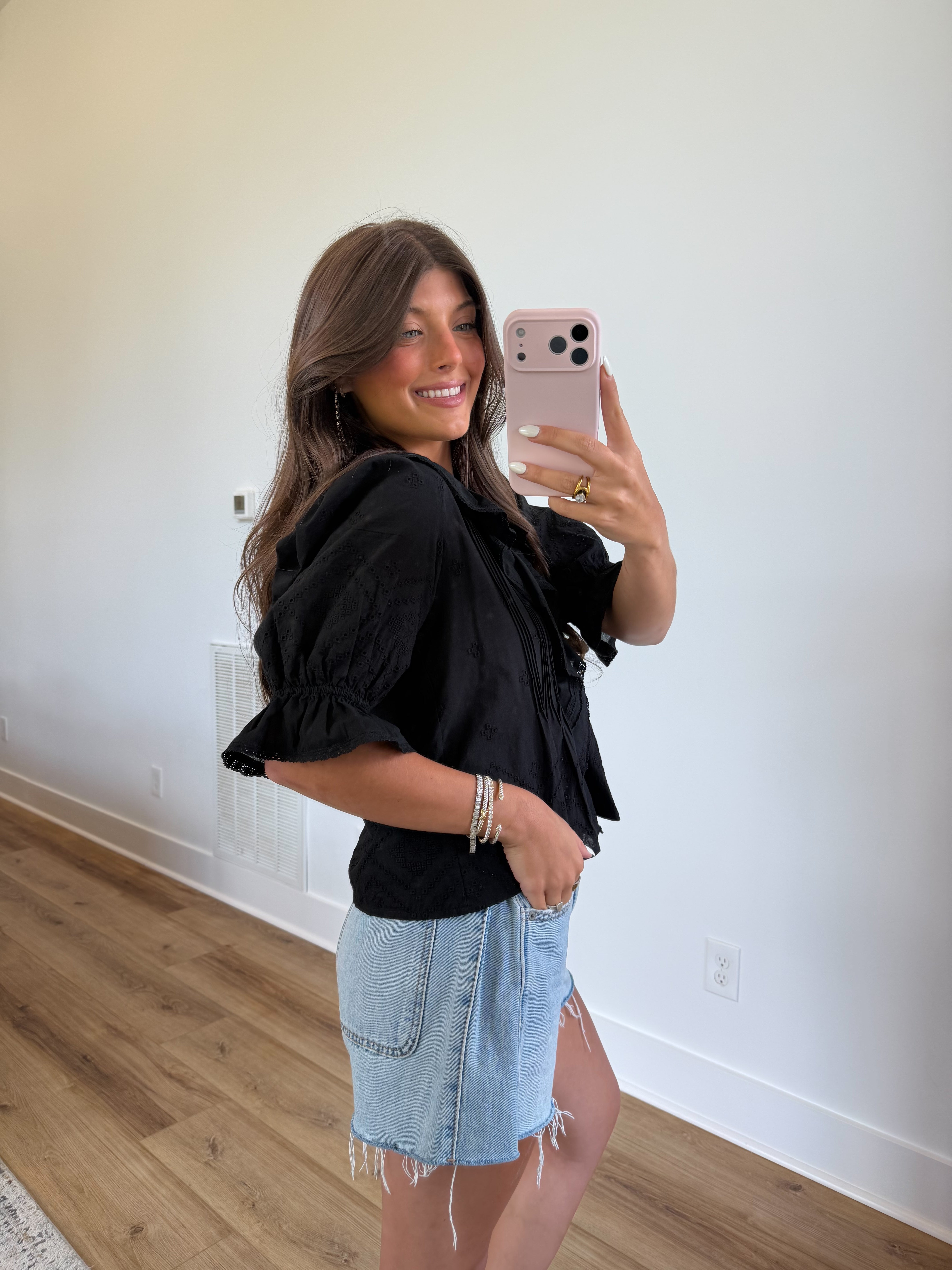 Eloise Eyelet Top (Black) – Shop The Muse