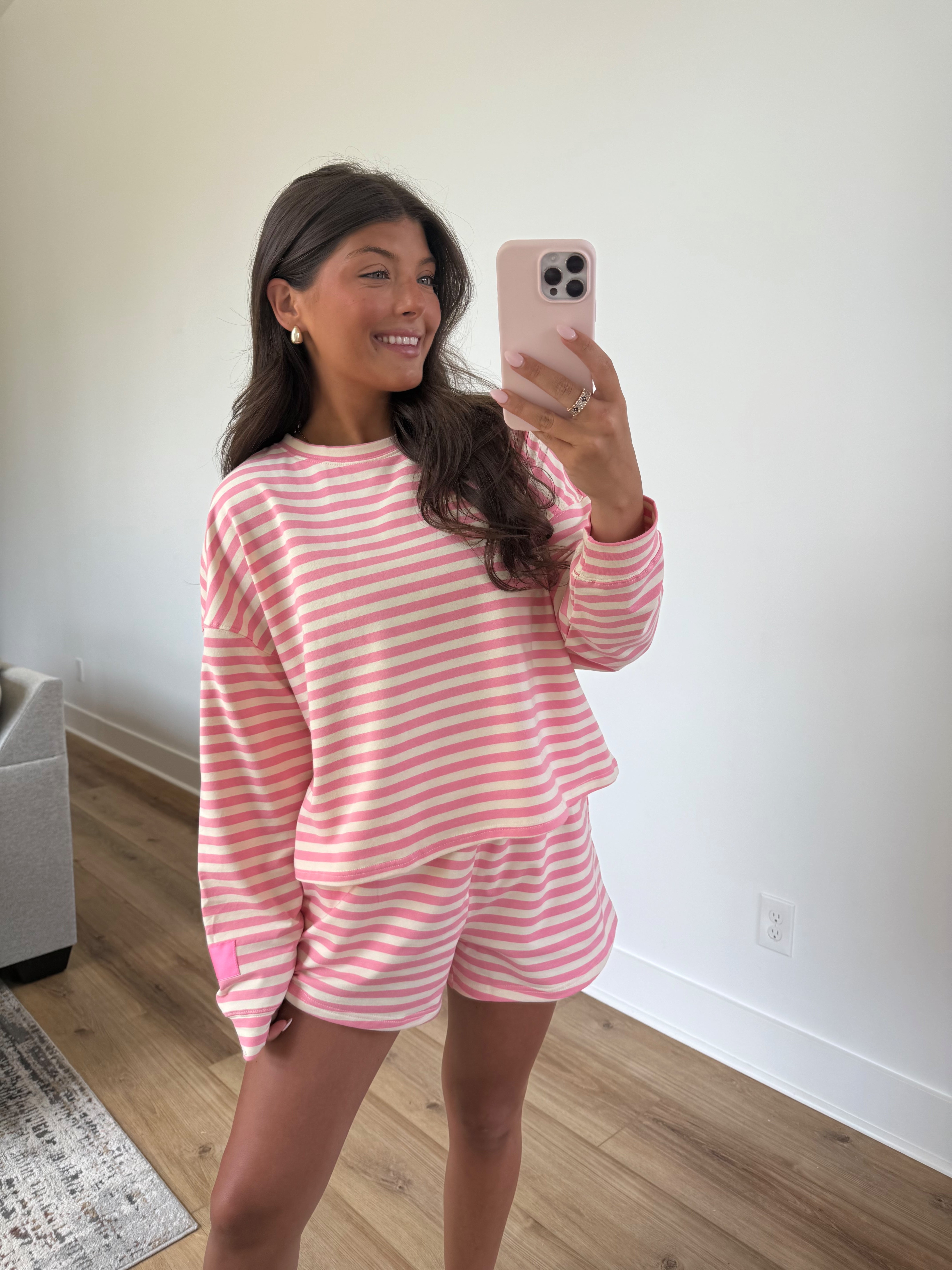 Strawberry Stripe Shorts Set