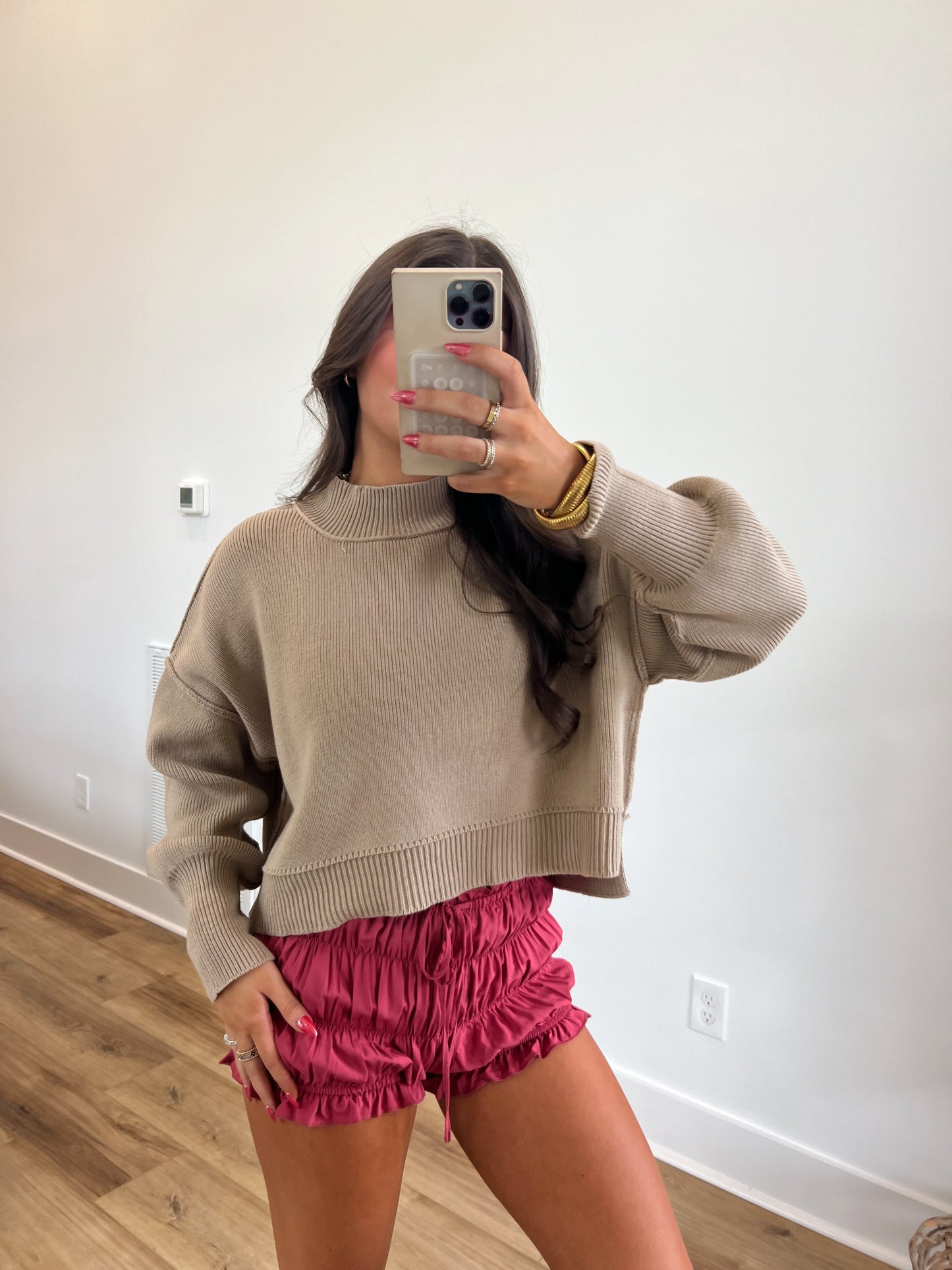 Wine Crinkle Shorts