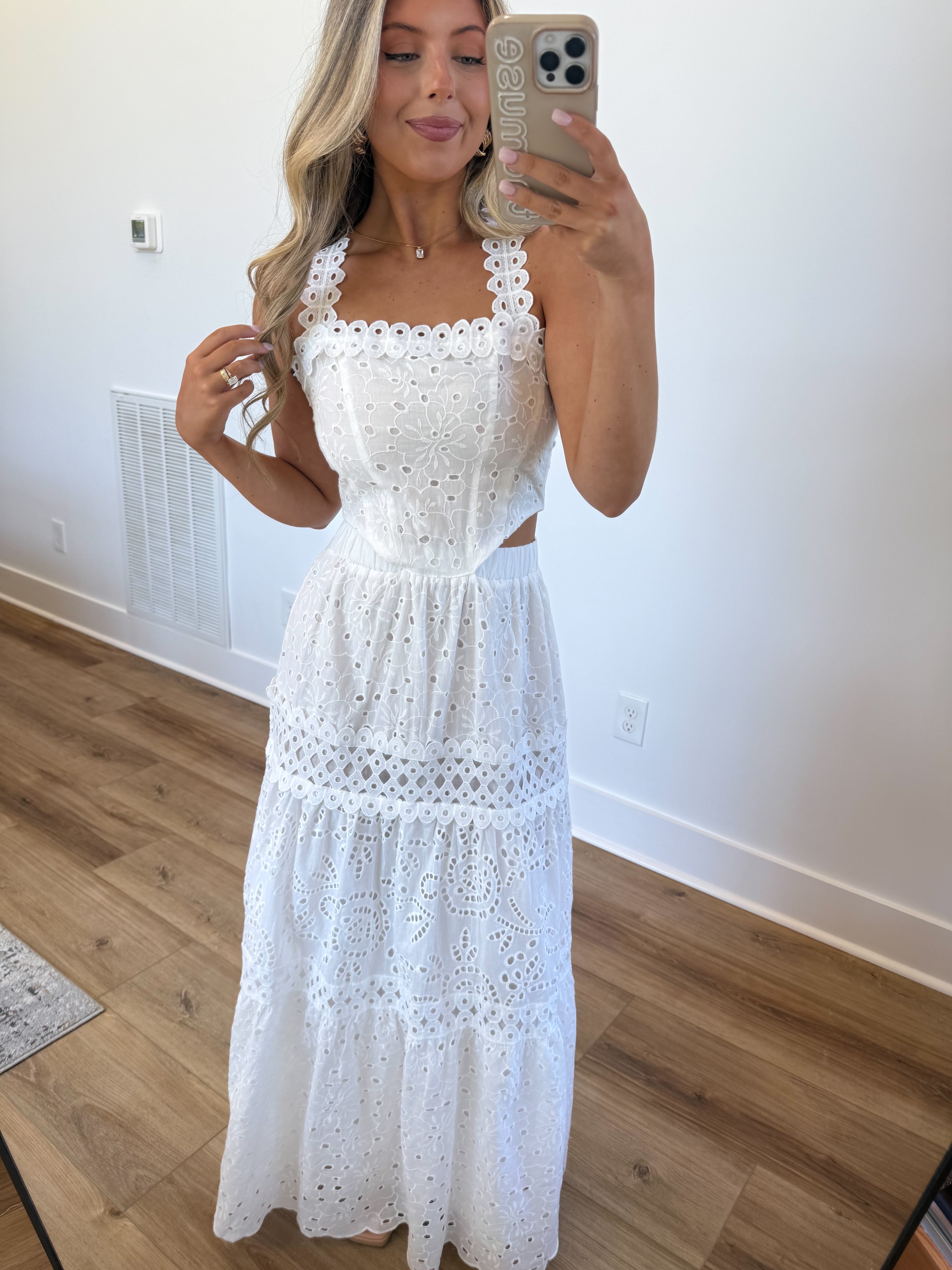 Eyelet Twirl Maxi Dress