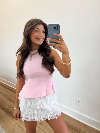 Baby Pink Back Tie Top