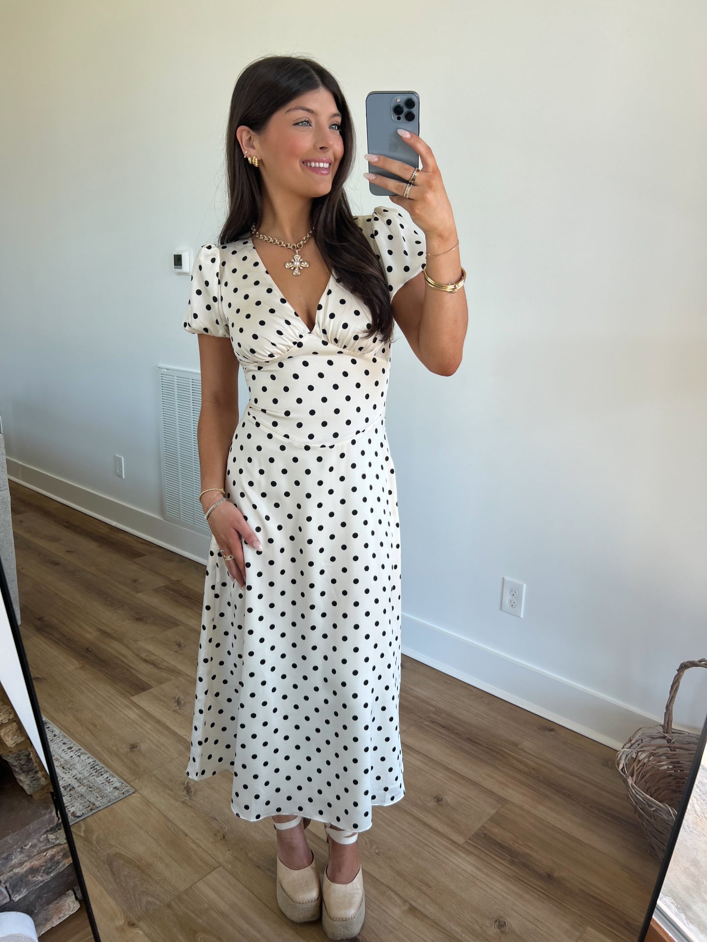 Emelie Polka-Dot Midi Dress