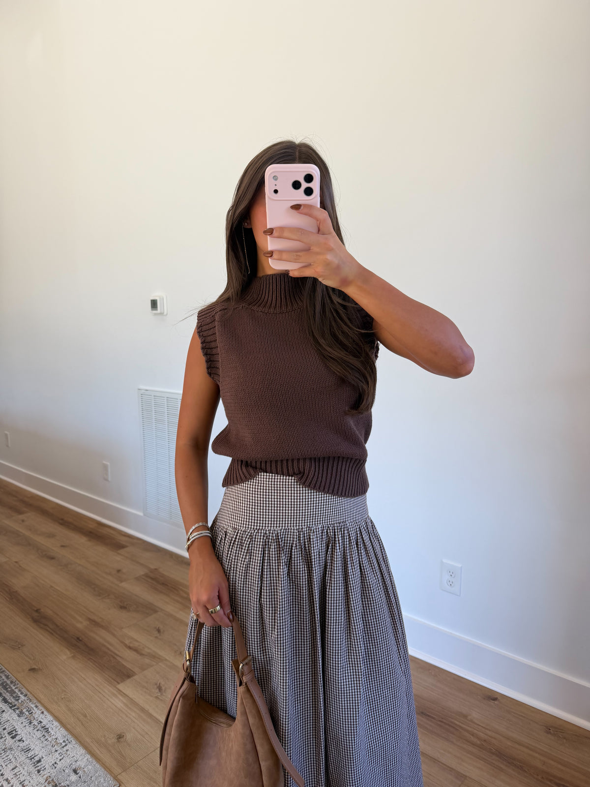 Brown Mock Neck Knit Vest