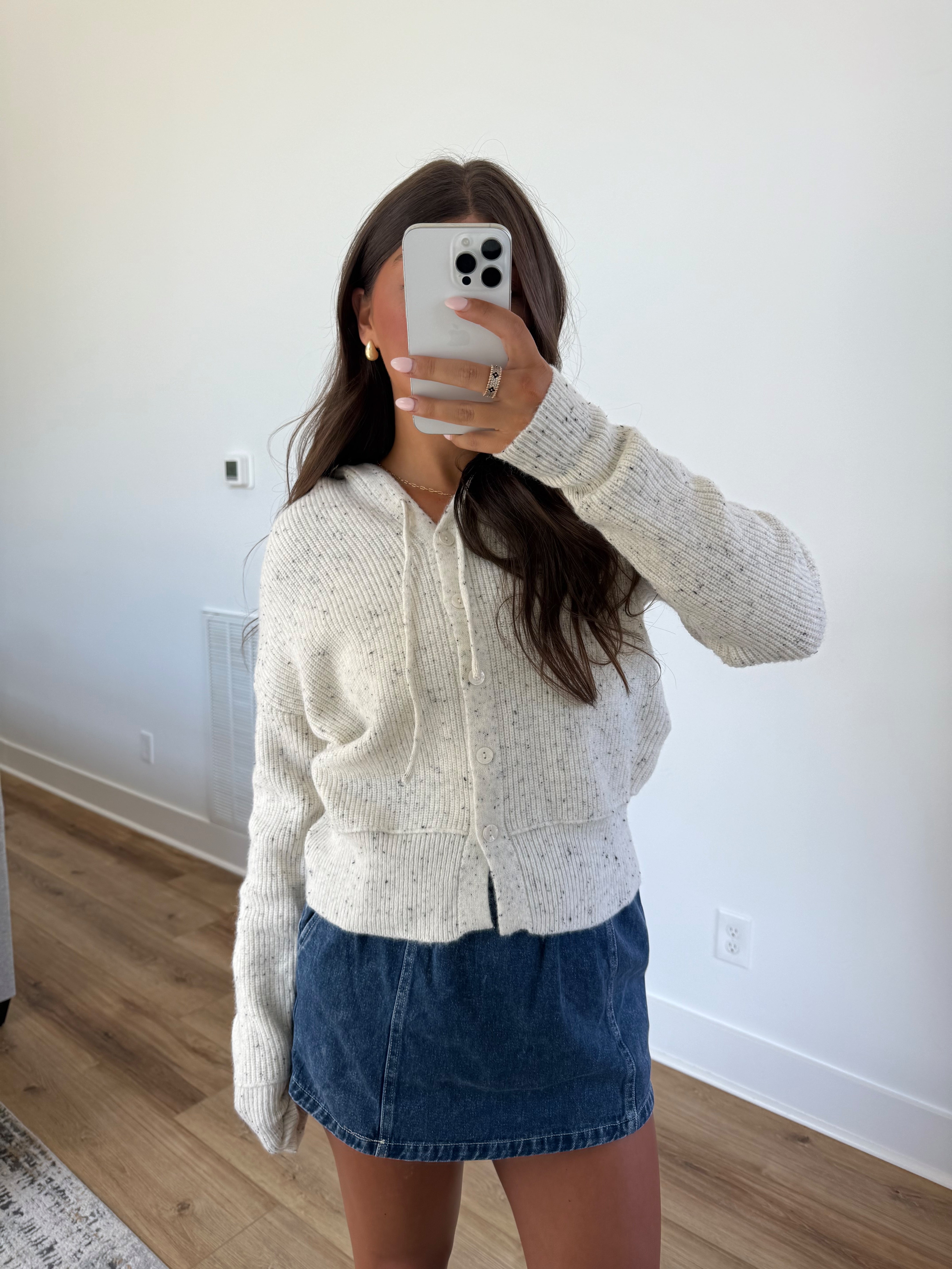 Oatmeal Speckle Hoodie Cardigan