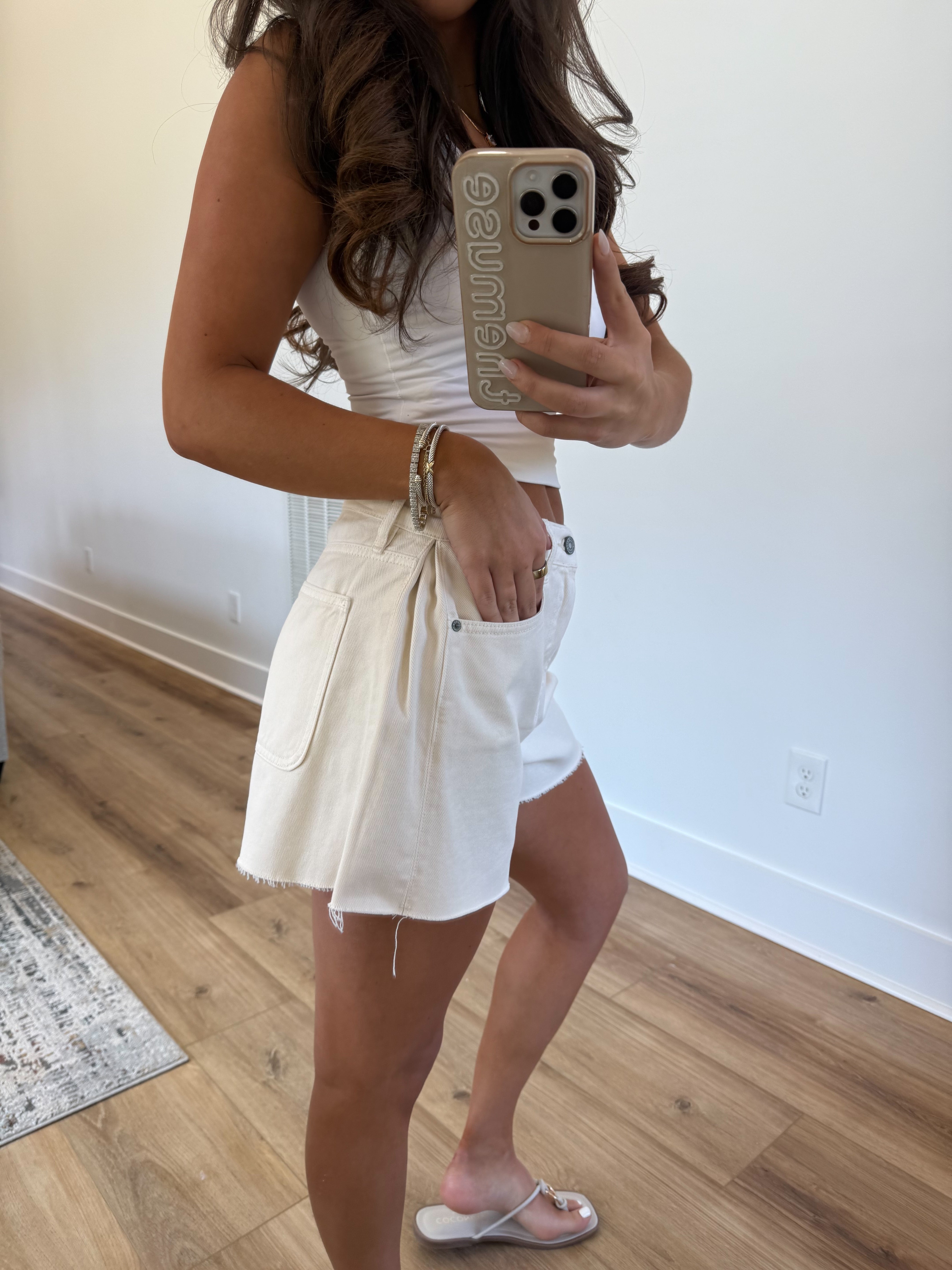 Ecru Flare Shorts