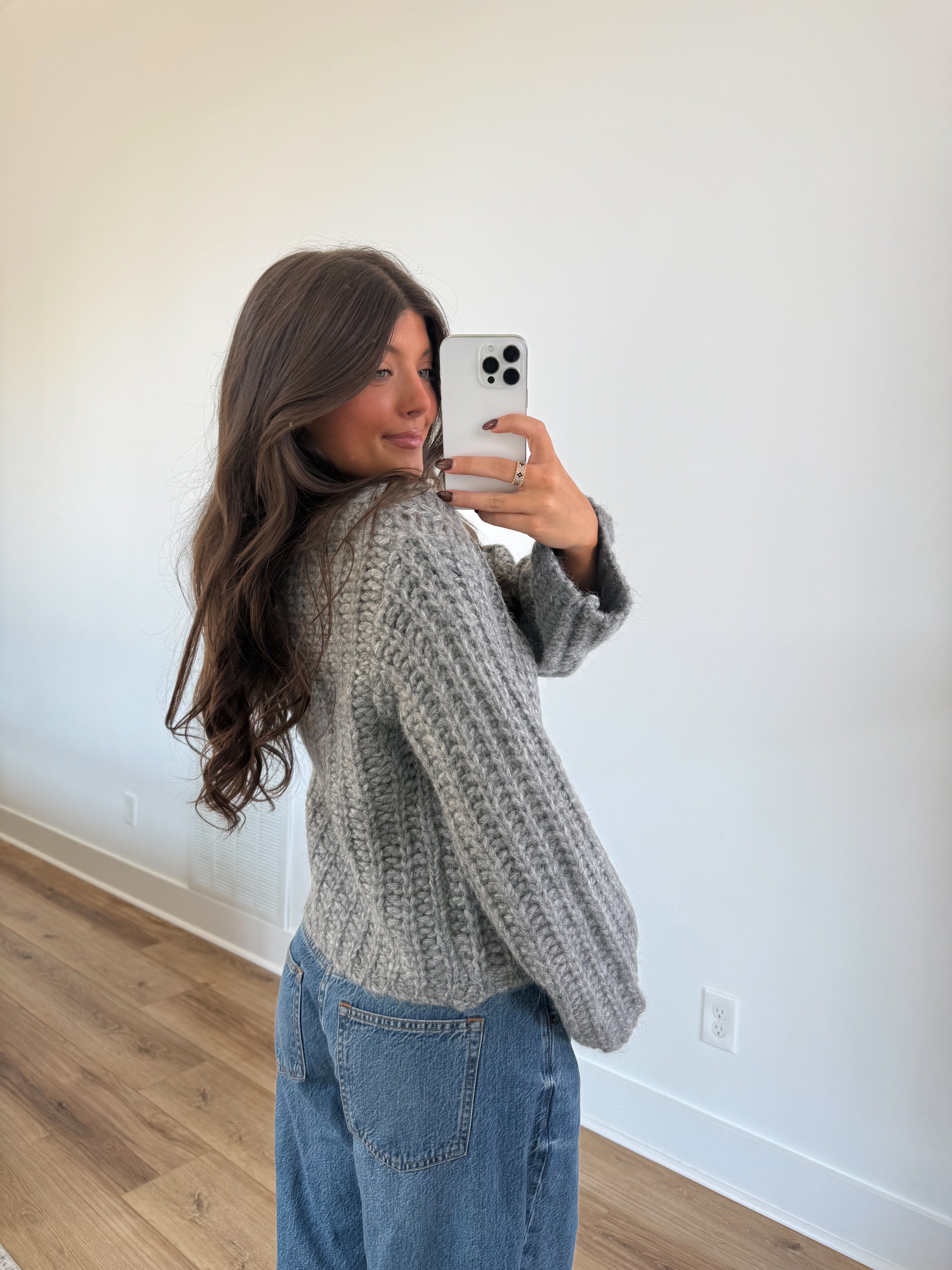 Chunky Grey Button Cardigan