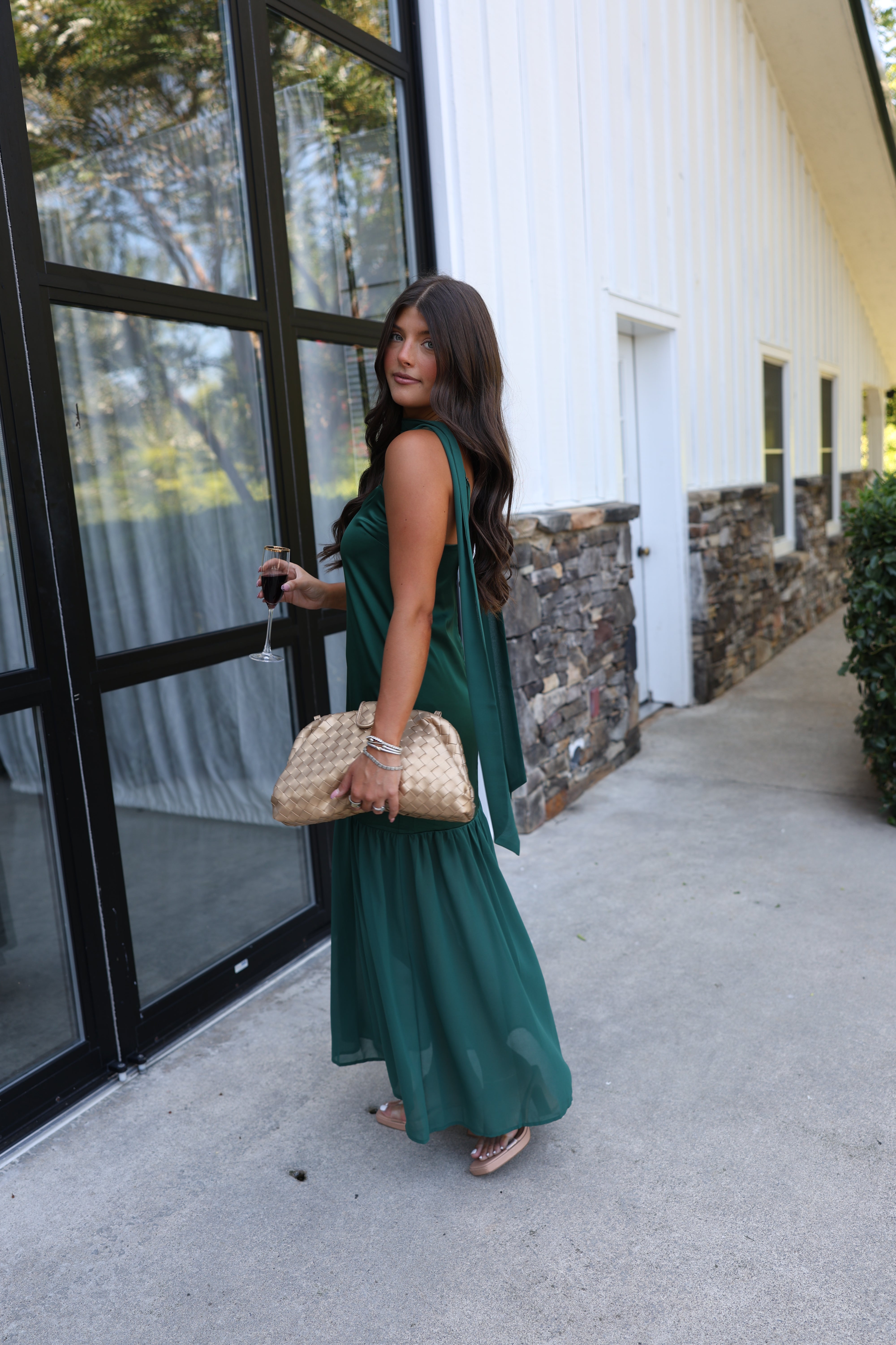 Satin To Sheer Maxi (Hunter Green)