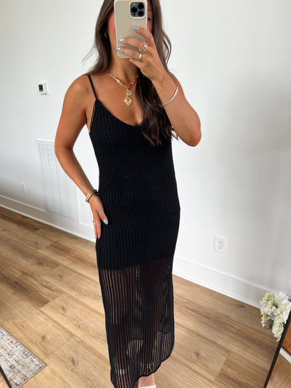 Black Crochet Maxi Dress