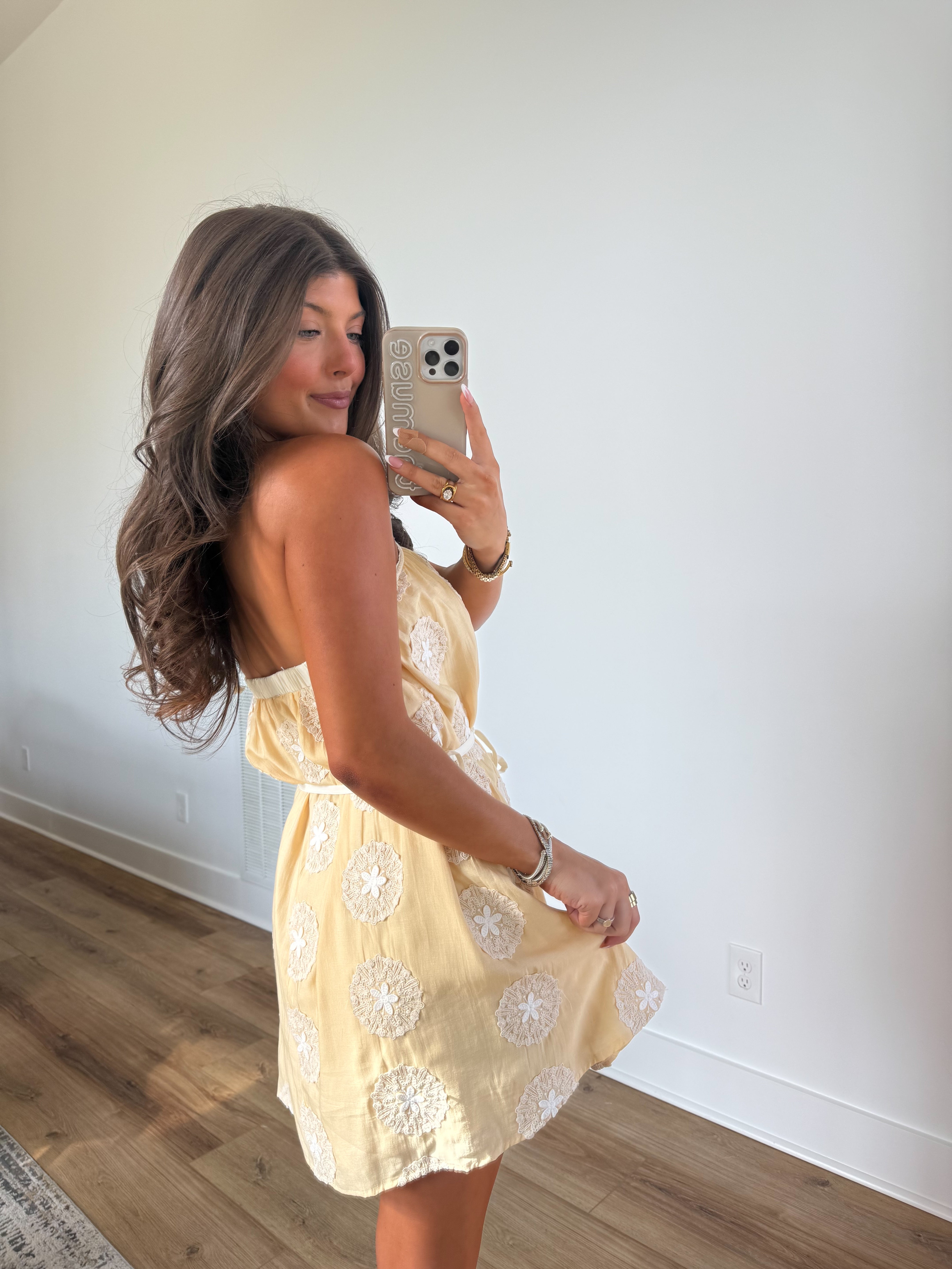 Lemon Lace Halter Mini