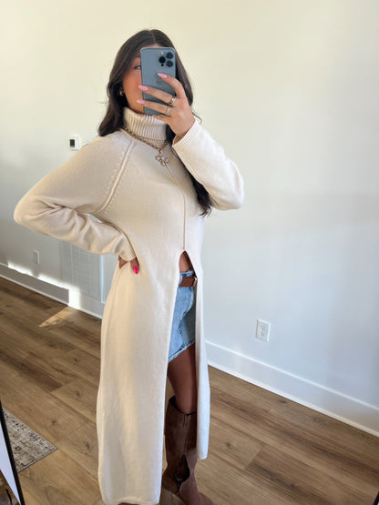 Cream Turtleneck Tunic